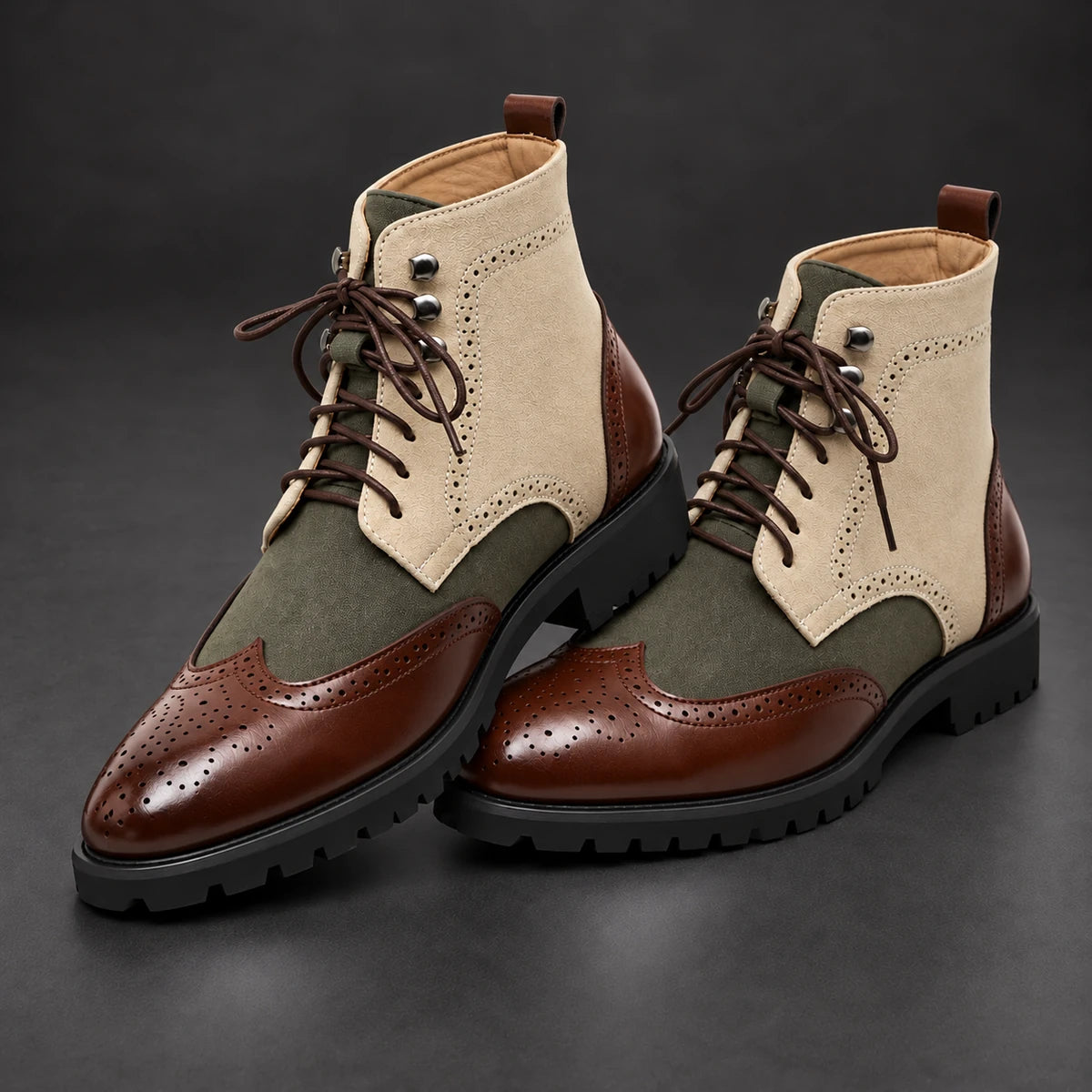 Leather Boots | Florian Brown stacked pair