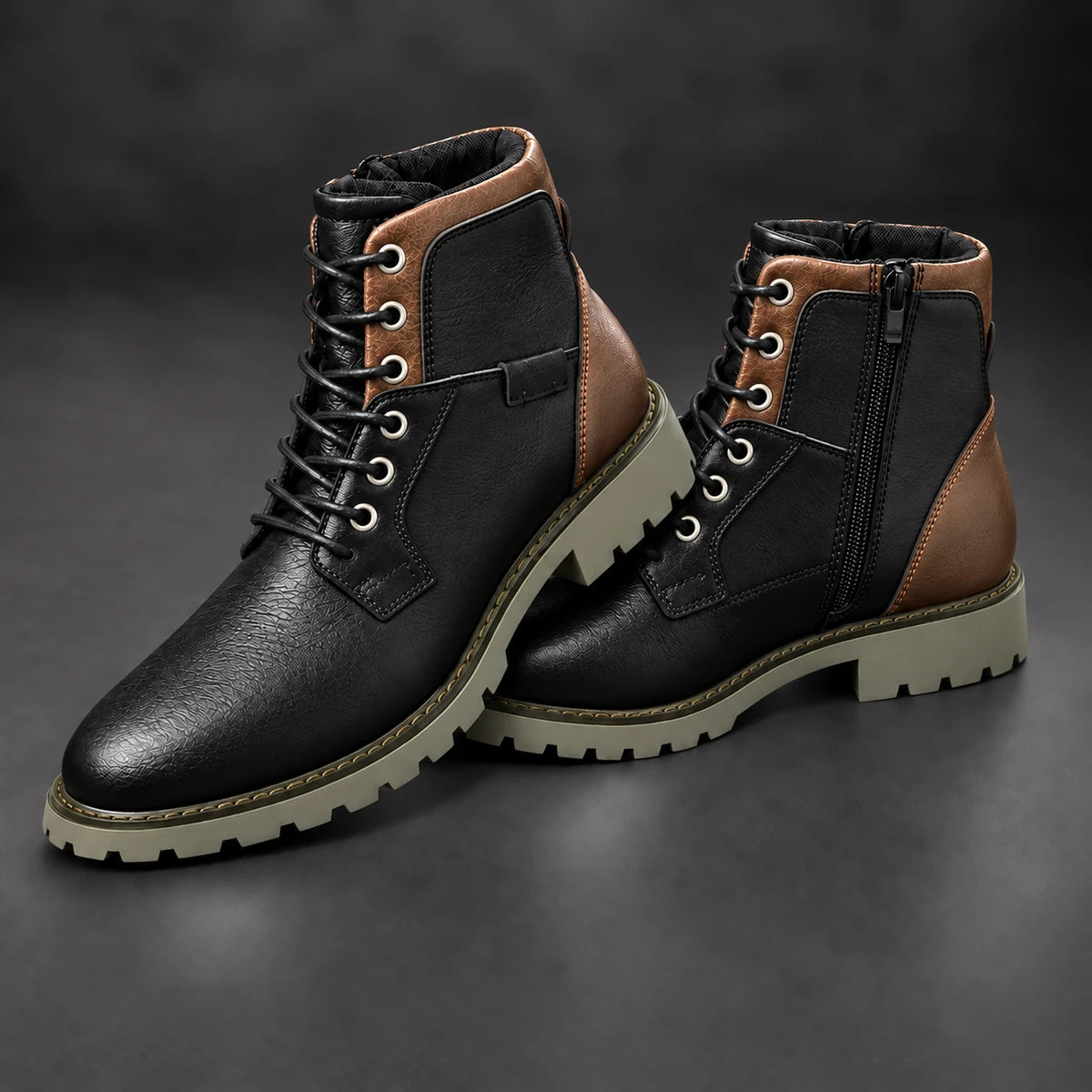 Genuine Leather Boots | Harlan Black stacked pair