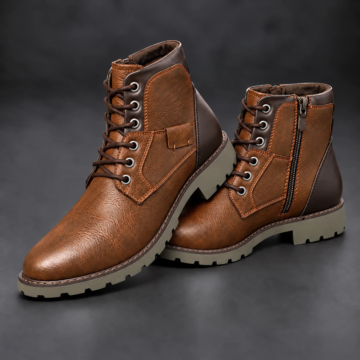 Genuine Leather Boots | Harlan Brown stacked pair