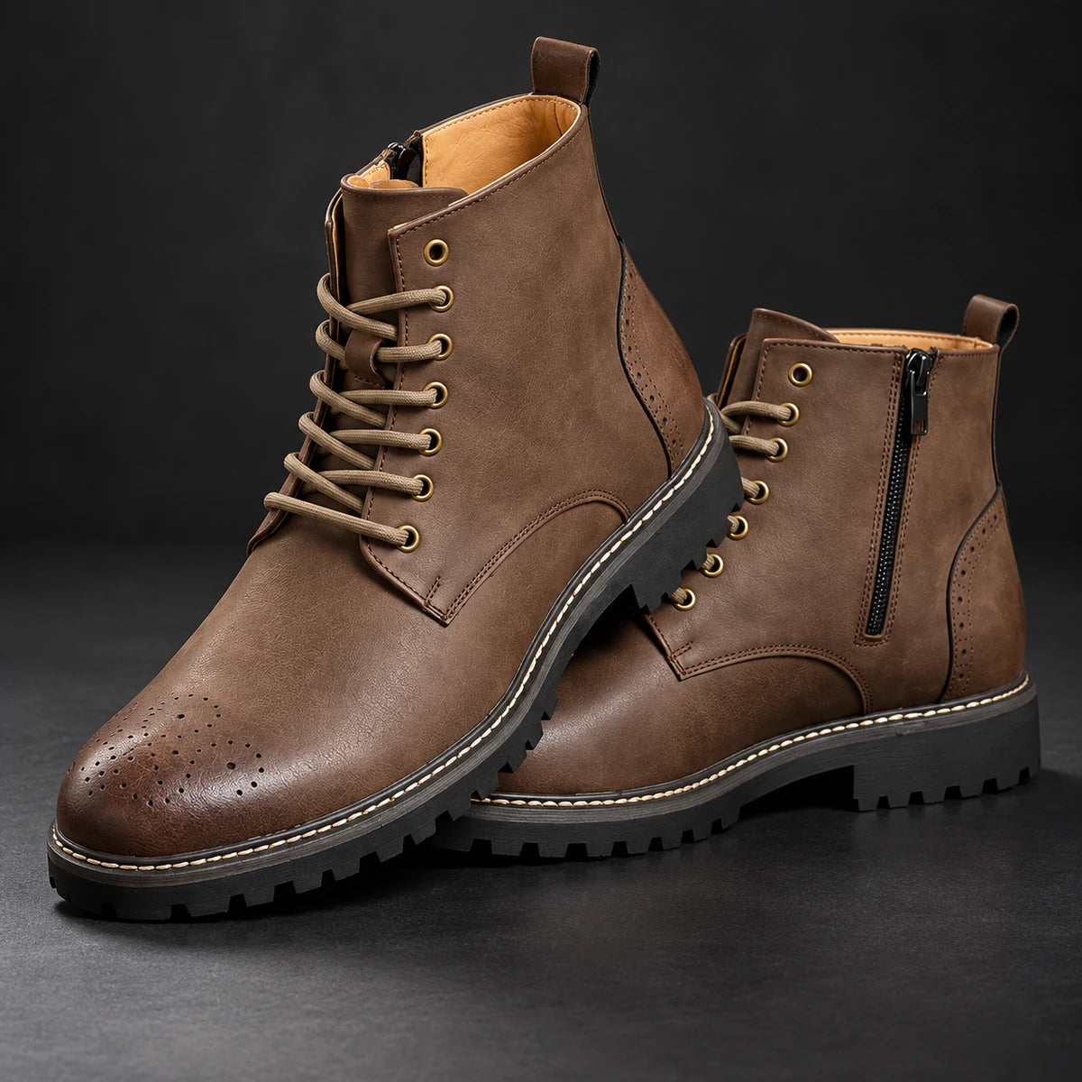 Genuine Leather Boots | Jareth Brown stacked pair
