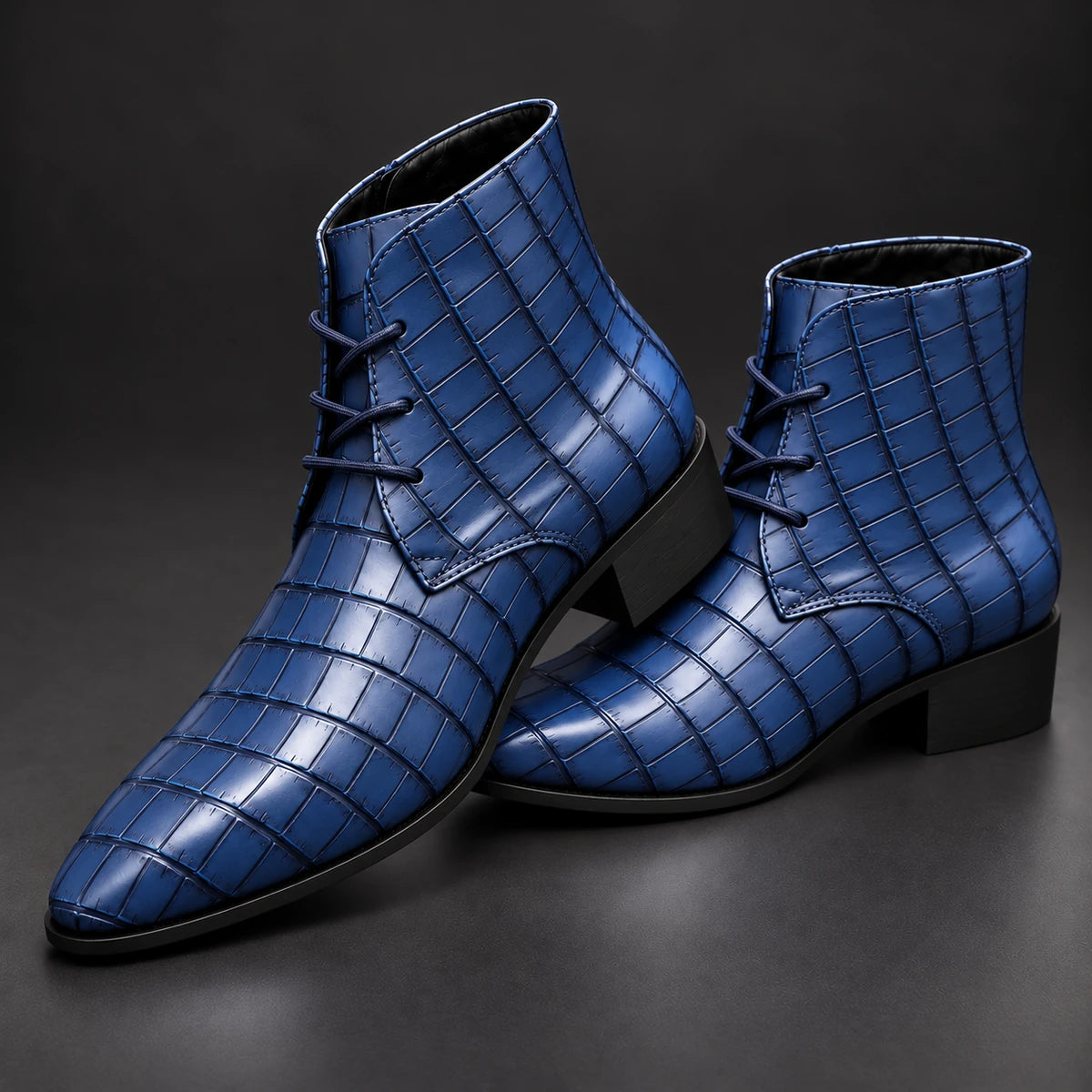 Genuine Leather Boots | Kieran Blue stacked pair