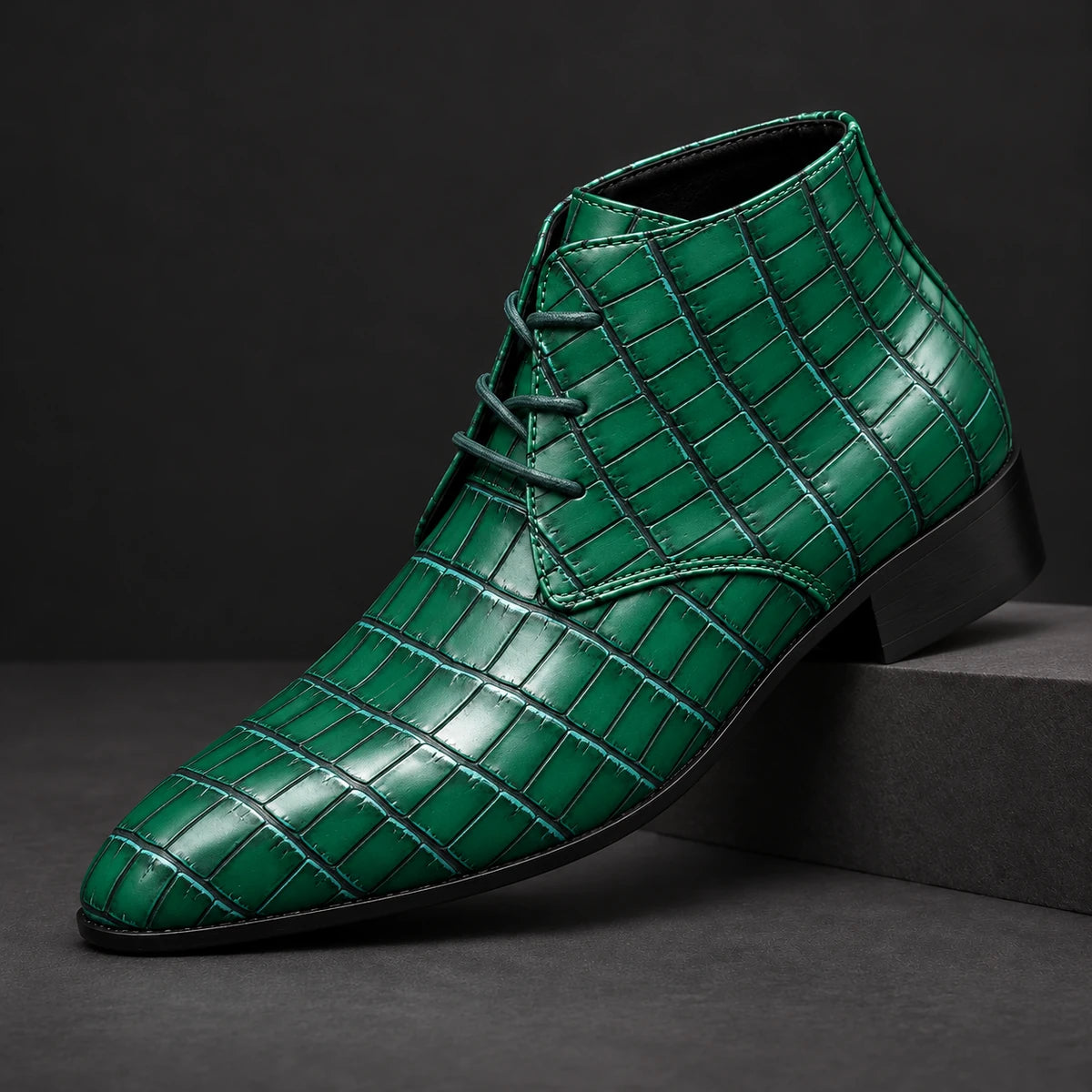 Genuine Leather Boots | Kieran Green diagonal pedestal