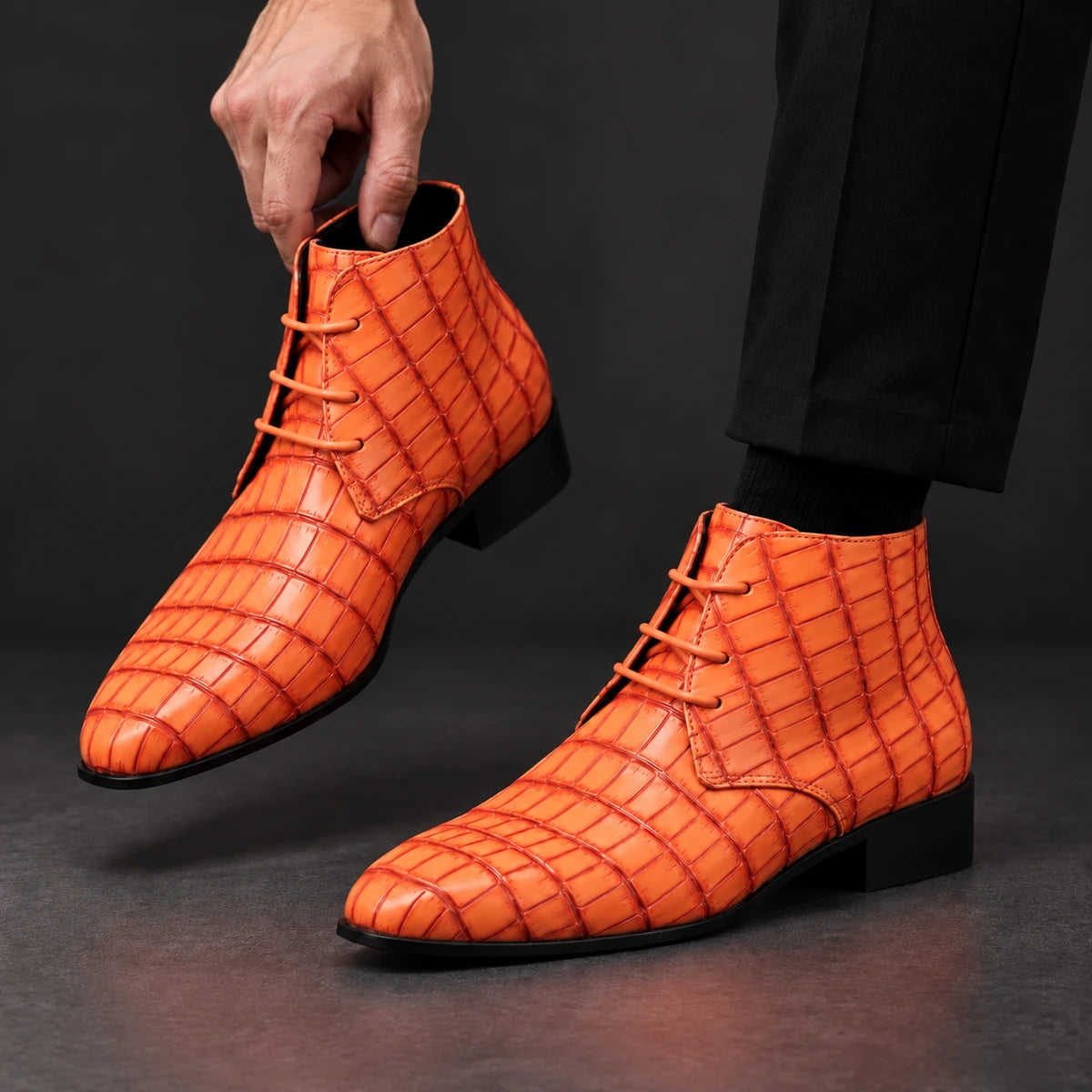 Genuine Leather Boots | Kieran Orange model handheld