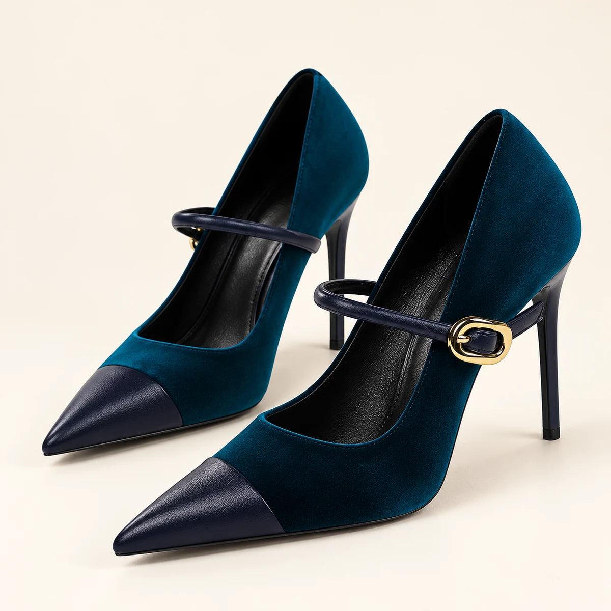 Genuine Leather Heels | Evadne | Blue 10 cm | primary