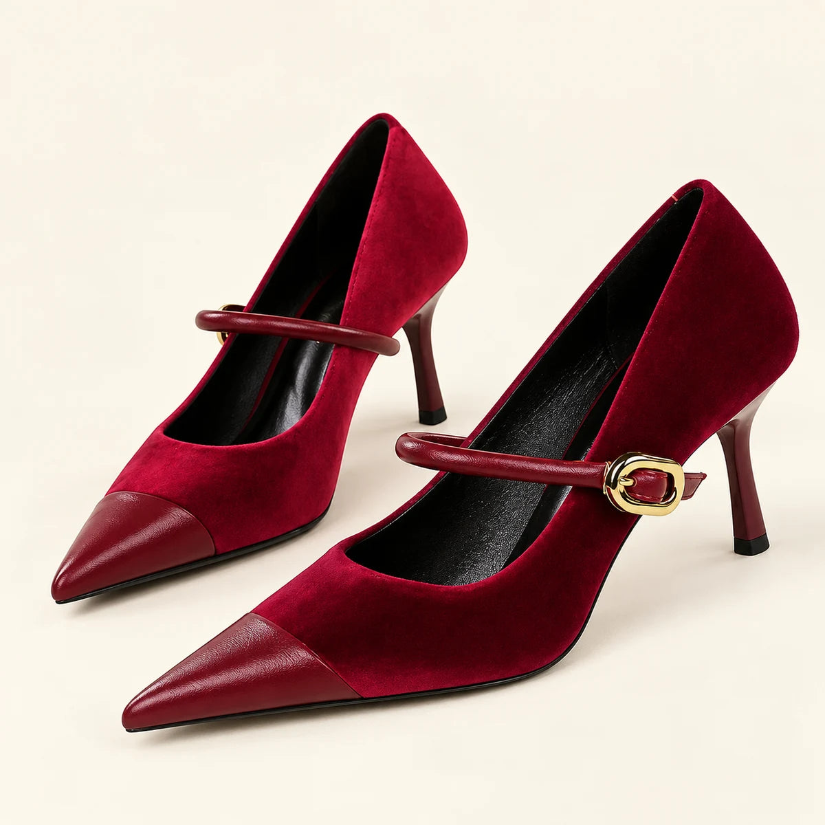 Genuine Leather Heels | Evadne | Red 7 cm | primary