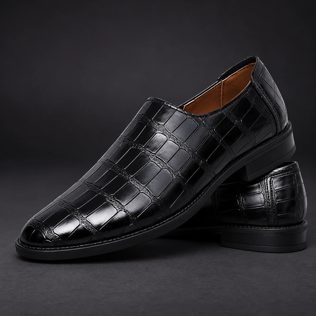 Genuine Leather Loafers | Ansel Black stacked pair