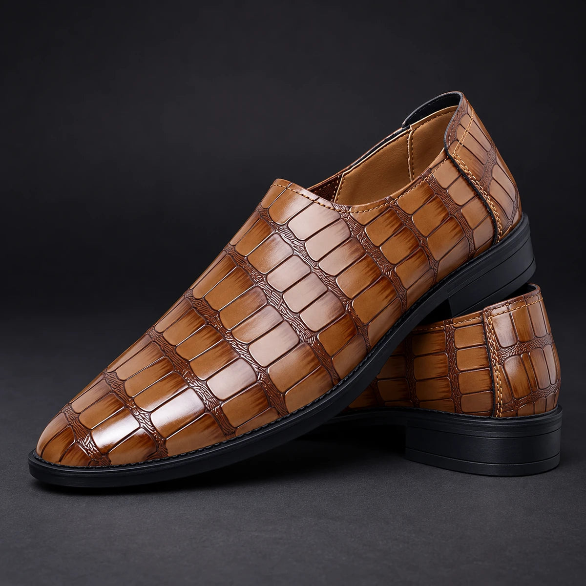 Genuine Leather Loafers | Ansel Brown stacked pair