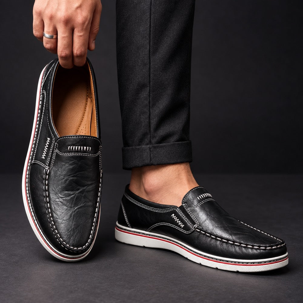 Genuine Leather Loafers Salvatore Black Worn