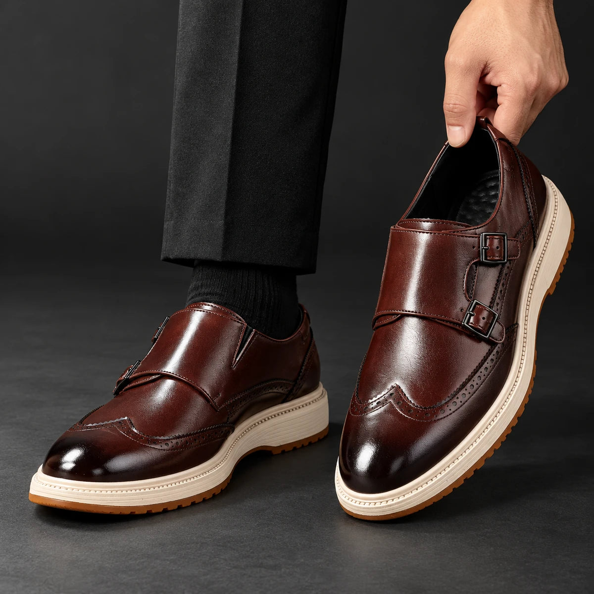 Genuine Leather Shoes | Cillian Brown model handheld
