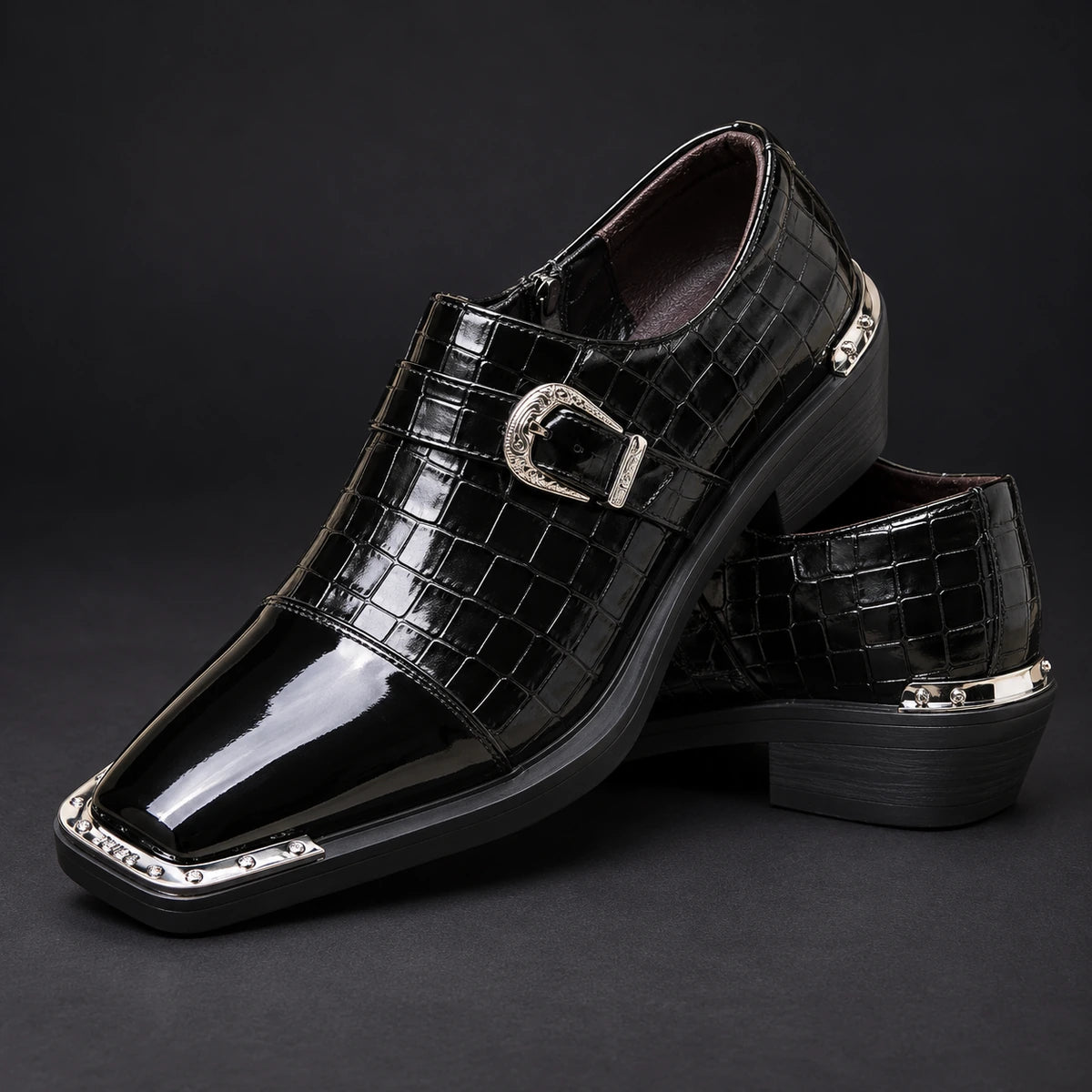 Genuine Leather Shoes | Magnus Black stacked pair view