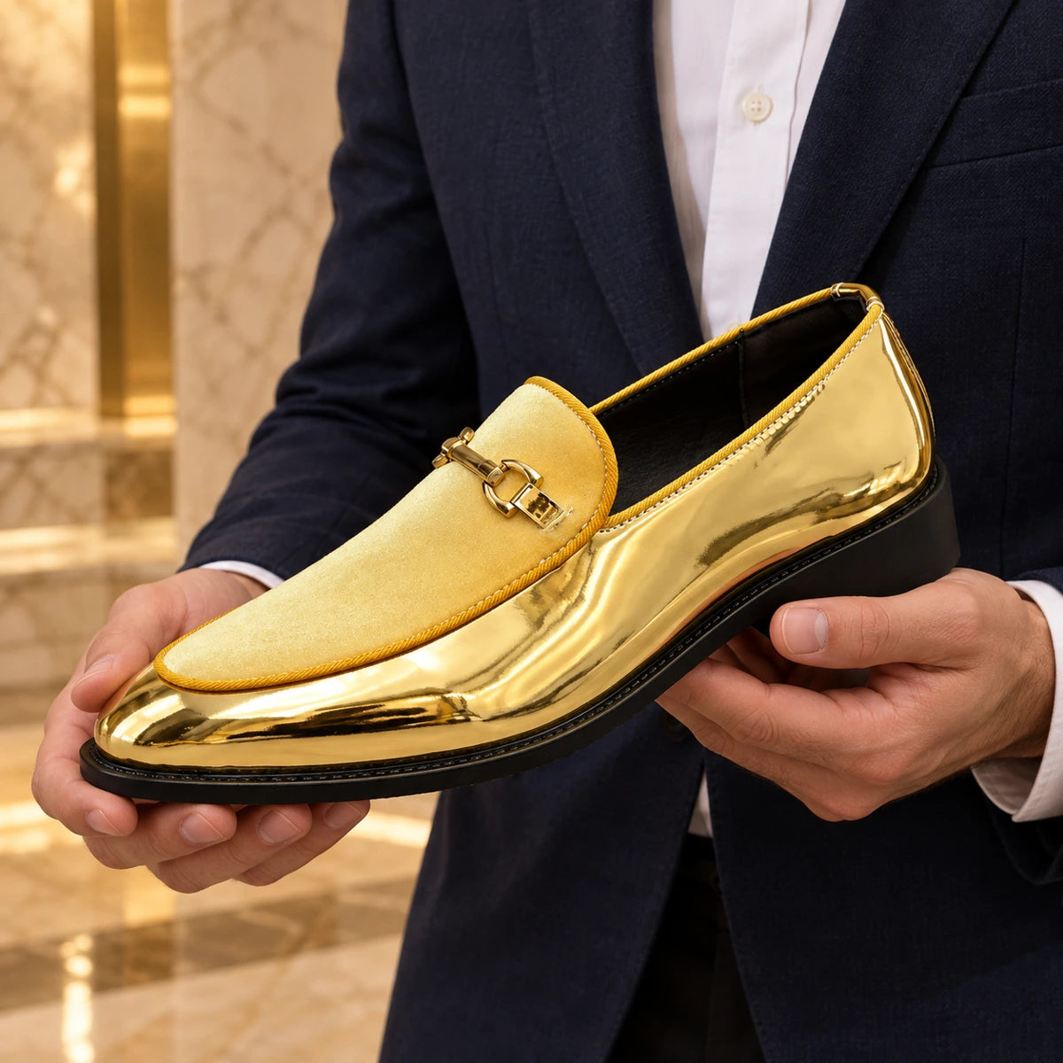 Hugh Loafers Gold handheld