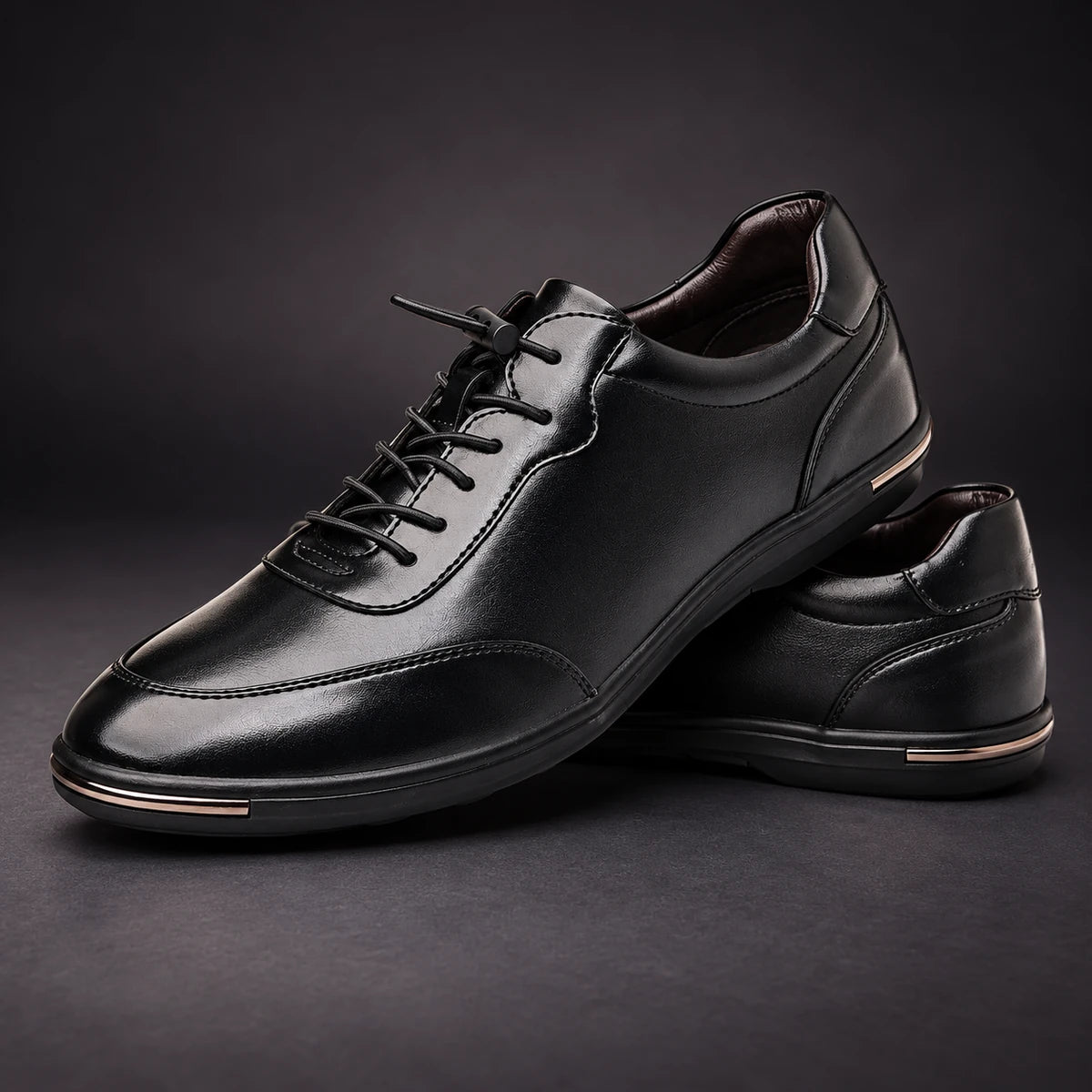Leather Shoes | Henning Black stacked pair