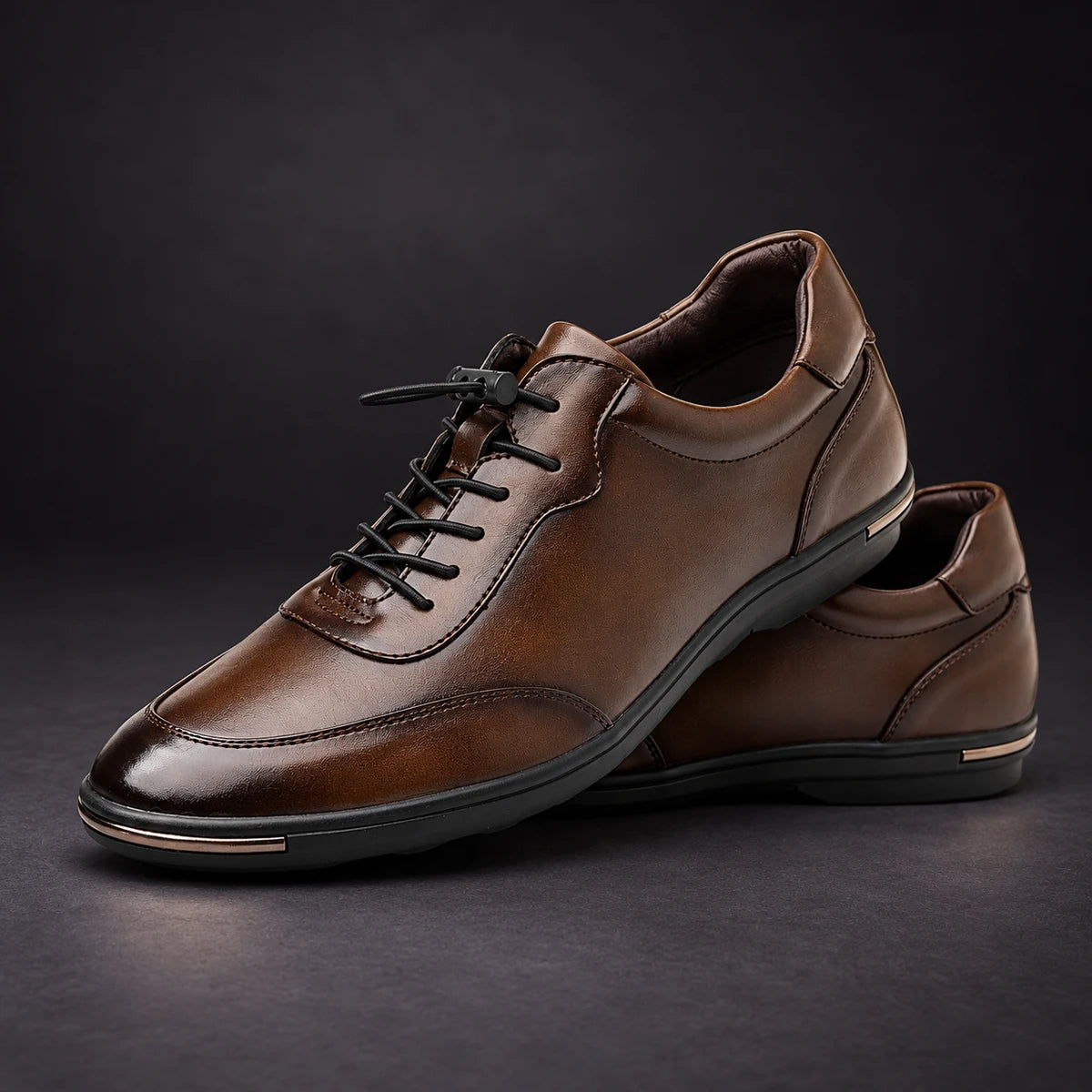 Leather Shoes | Henning Brown stacked pair