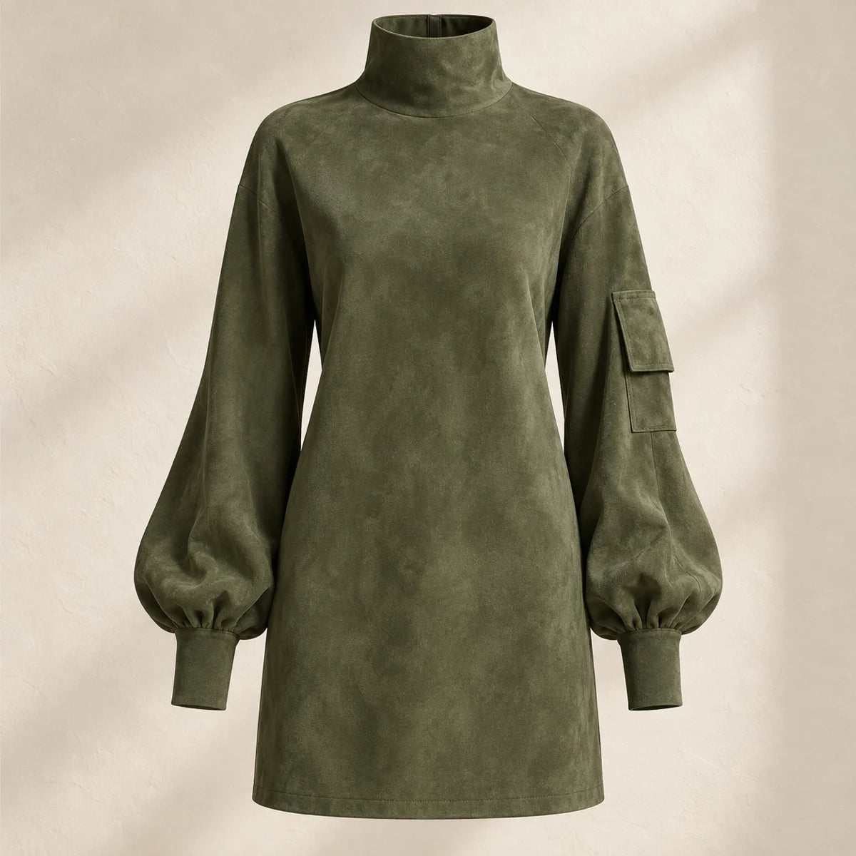 High Neck Mini Dress | Odette in Green, front garment view