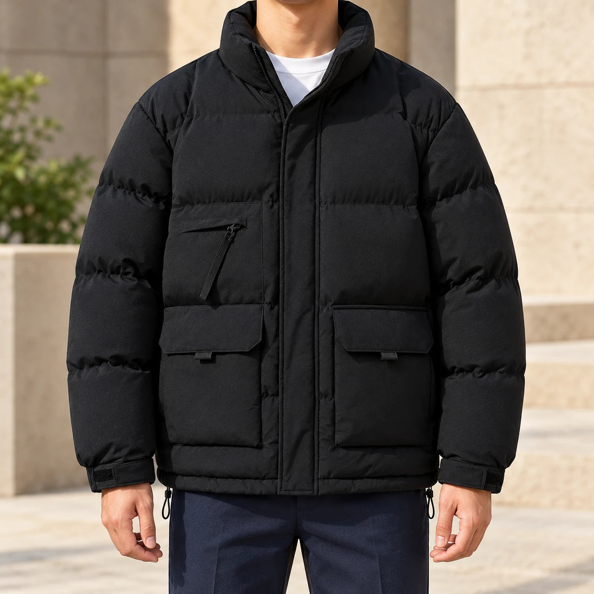 Kasper Puffer Jacket Black model