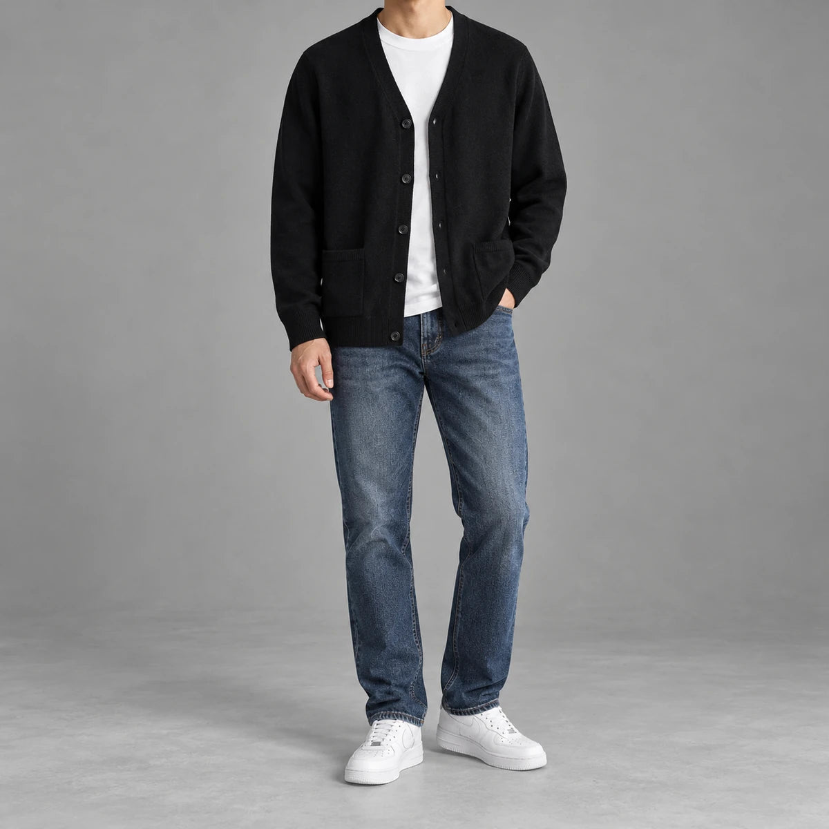 Knit Cardigan | Desmond Black model