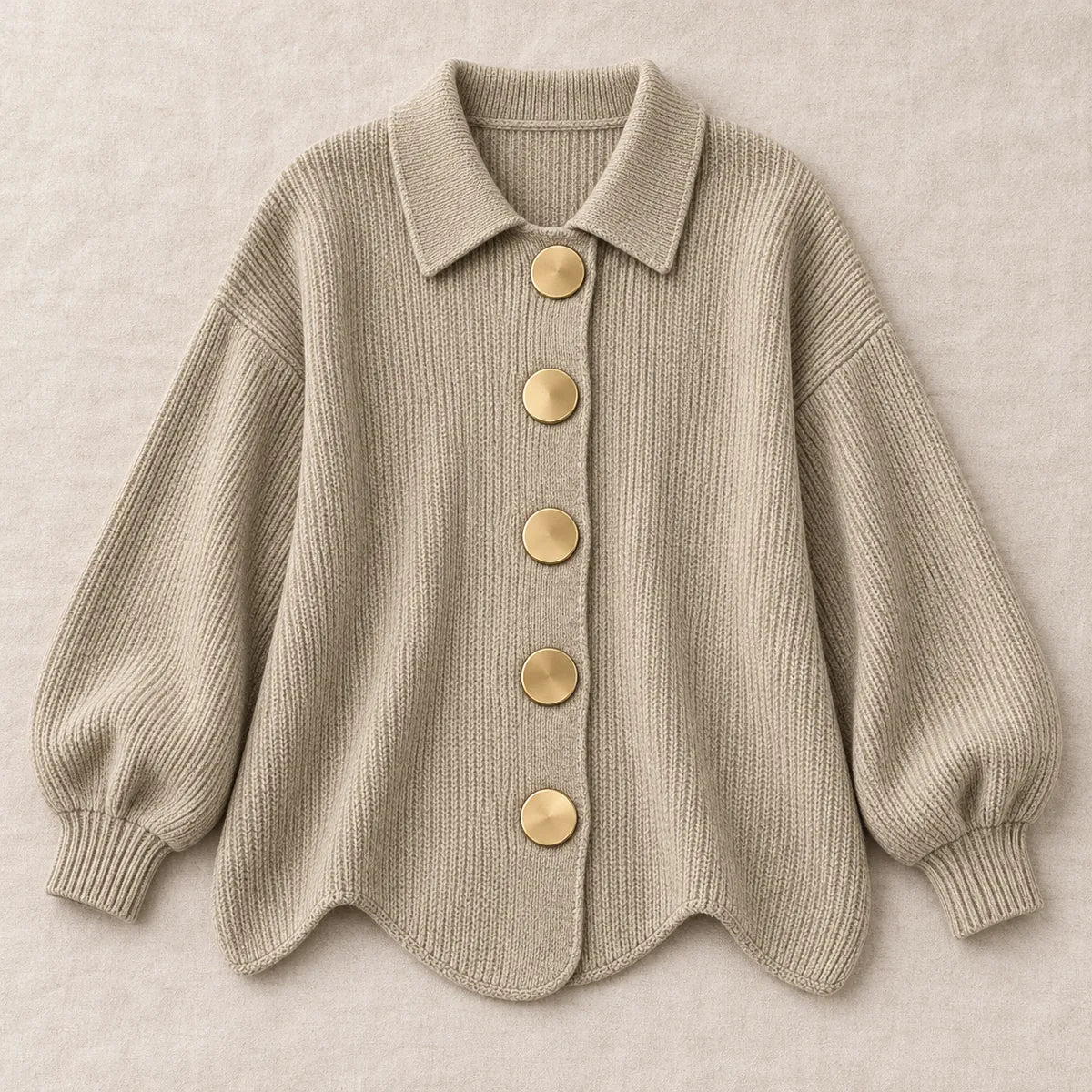 Knit Cardigan | Evangeline Beige flatlay