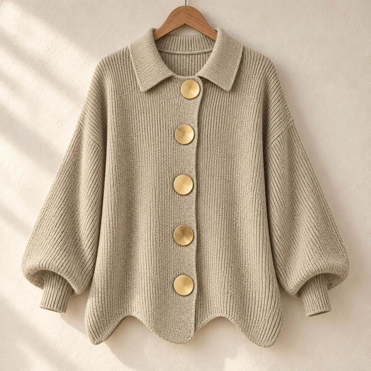 Knit Cardigan | Evangeline Beige hanger