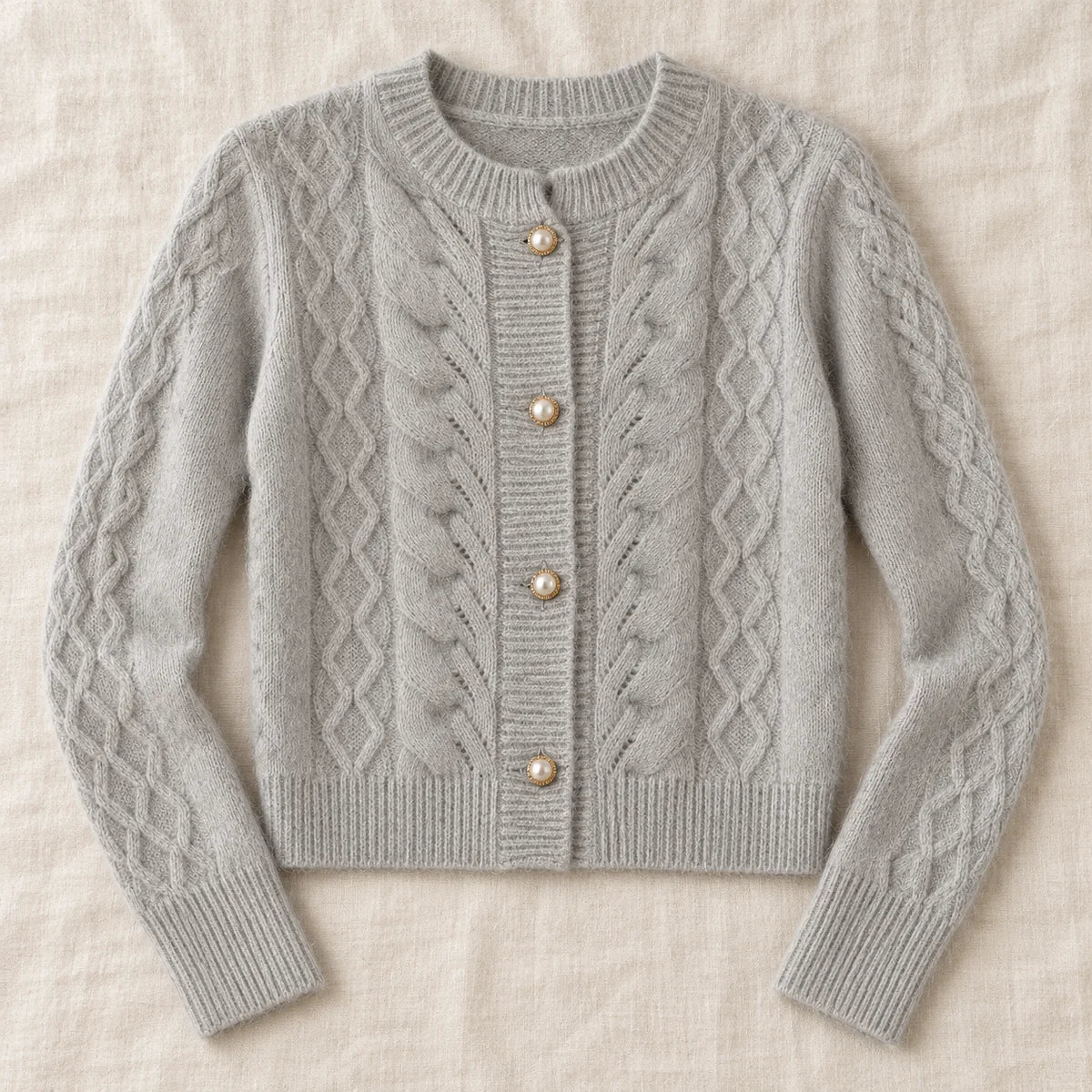 Knit Cardigan | Ingrid in Gray overhead flat lay view