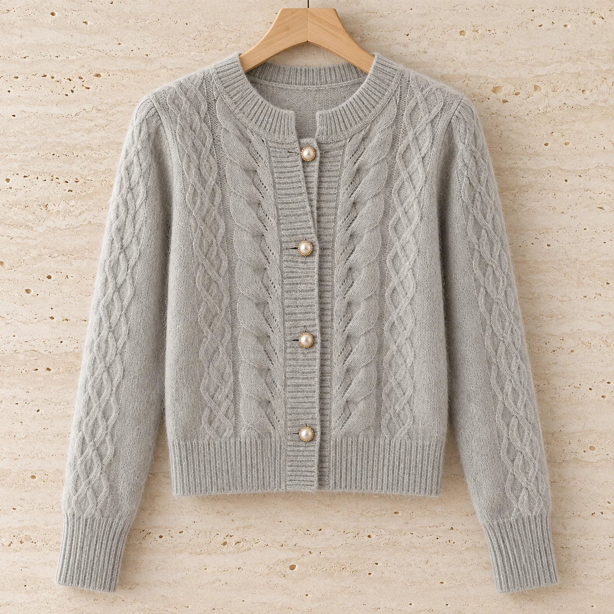 Knit Cardigan | Ingrid in Gray front garment view