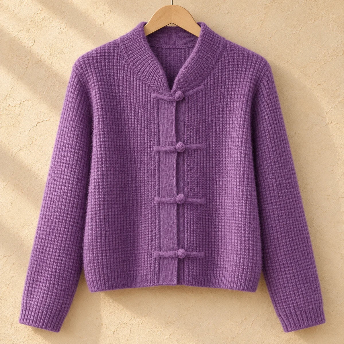 Knit Cardigan | Lisette in Purple front garment view