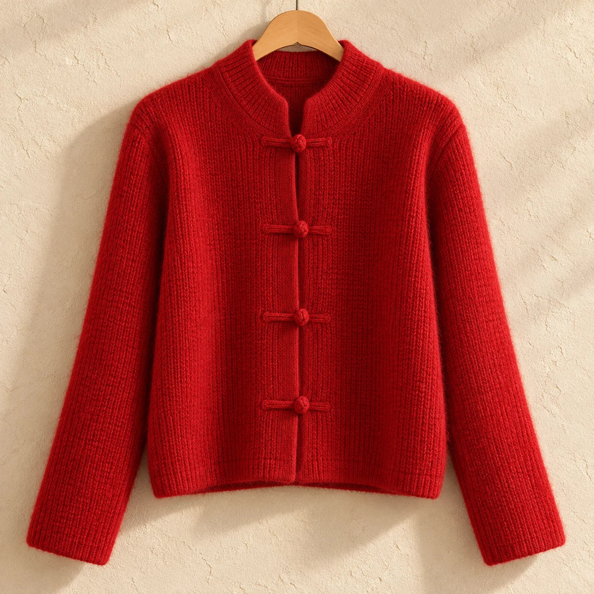 Knit Cardigan | Lisette in Red front garment view