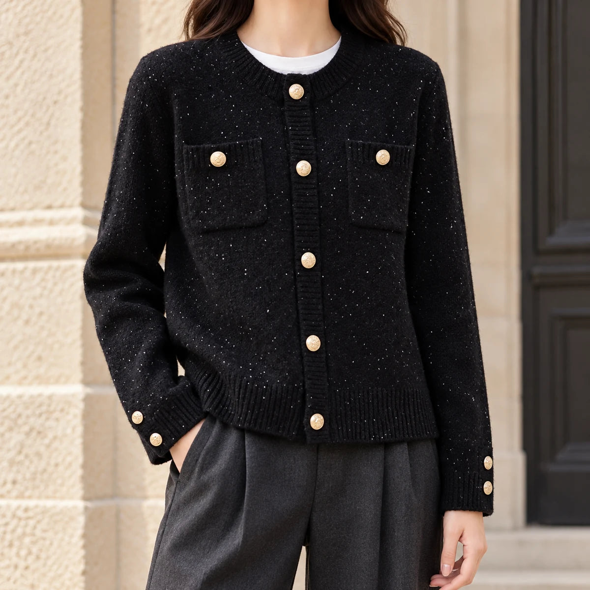 Knit Cardigan | Marisol Black lifestyle