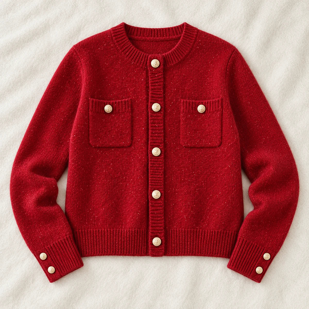 Knit Cardigan | Marisol Red flatlay