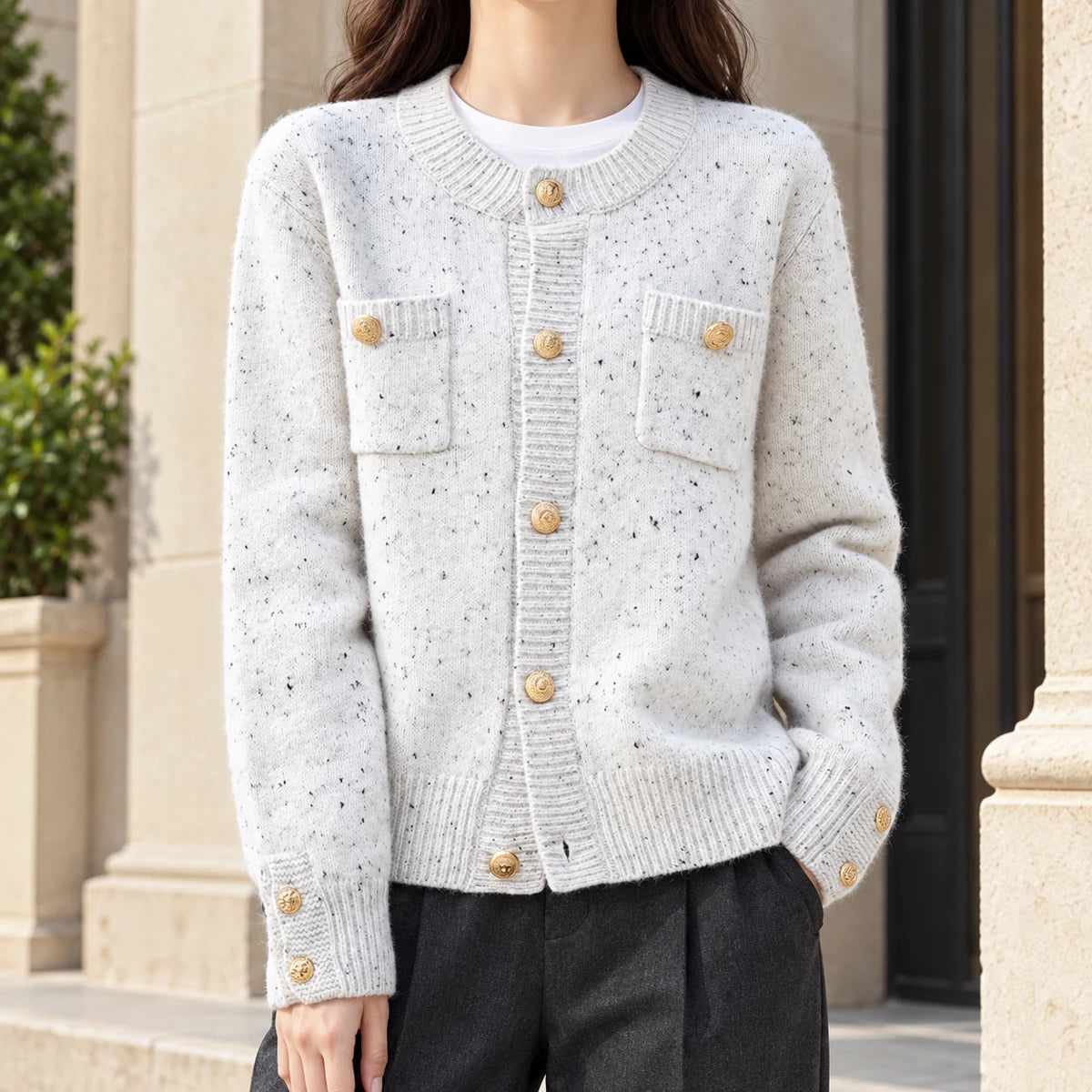 Knit Cardigan | Marisol White lifestyle