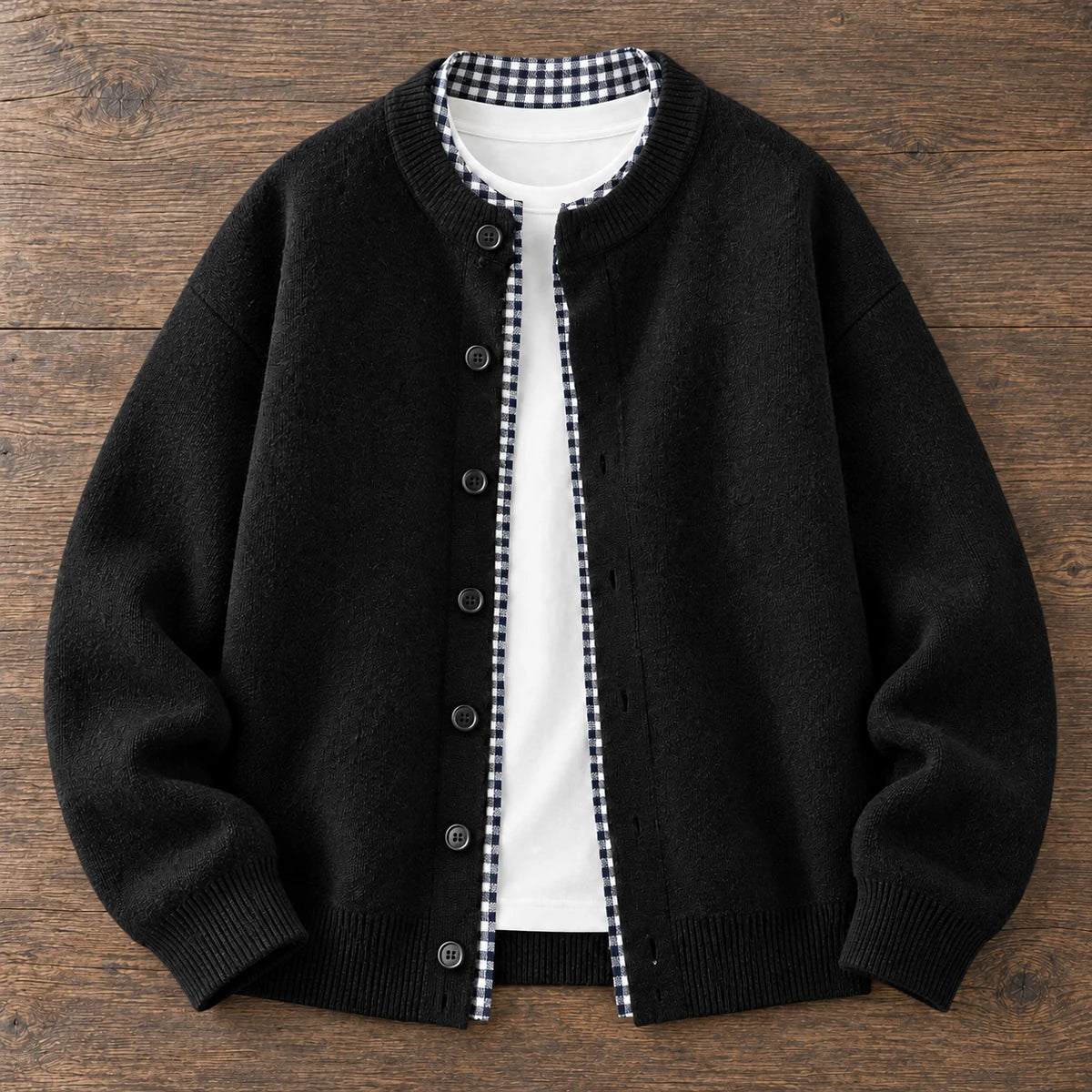 Knit Cardigan | Orson Black overhead flatlay