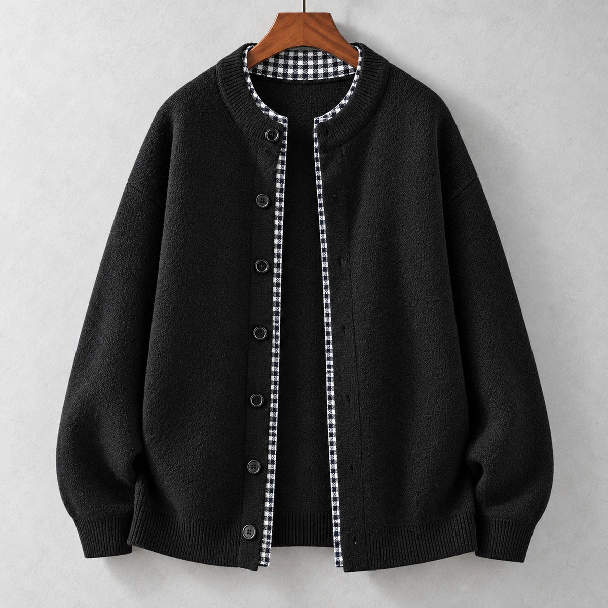 Knit Cardigan | Orson Black sculpted front
