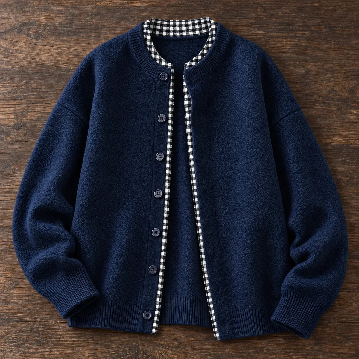 Knit Cardigan | Orson Blue overhead flatlay