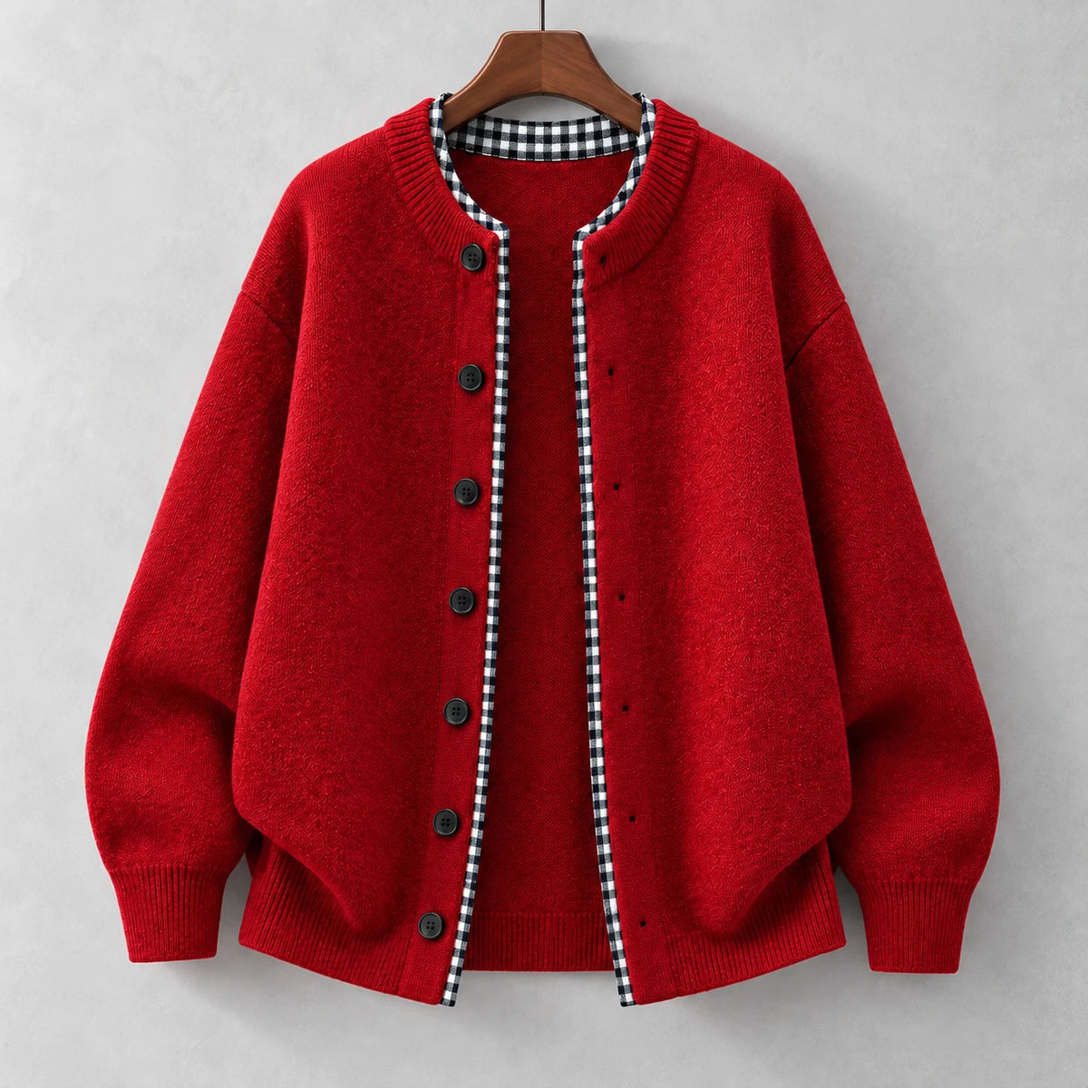 Knit Cardigan | Orson Red sculpted front