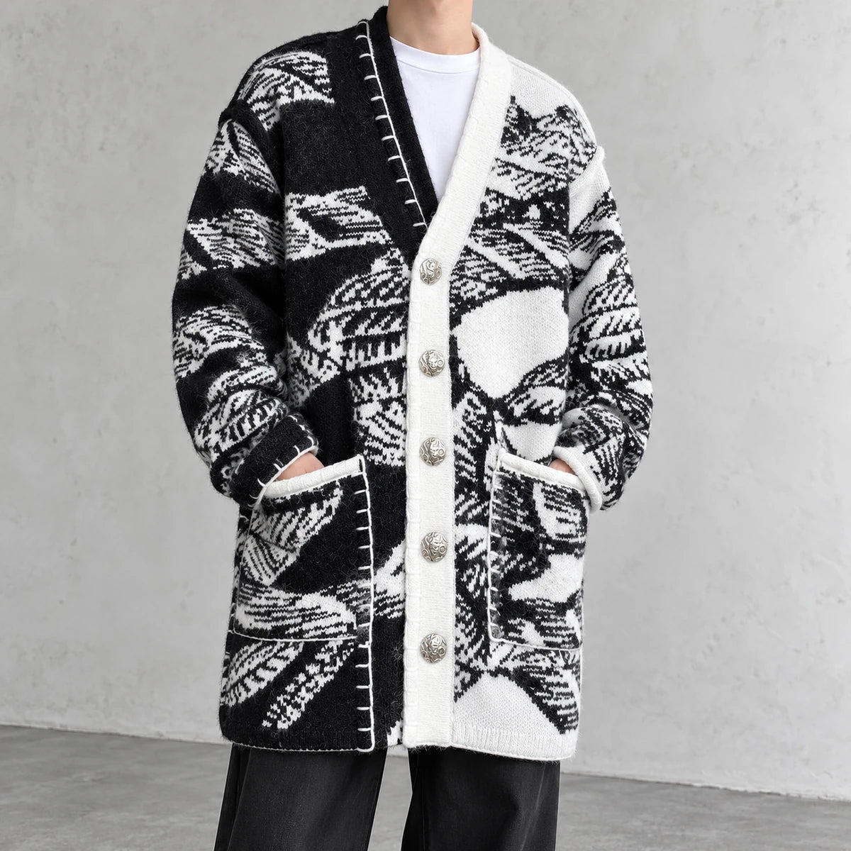 Knit Cardigan | Pascal Black model worn