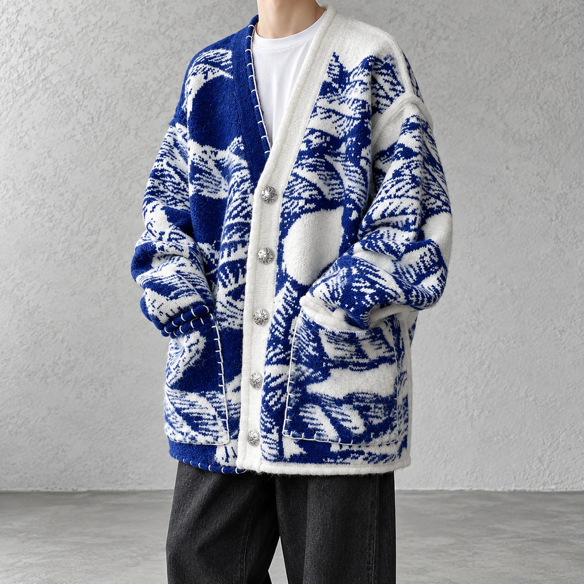 Knit Cardigan | Pascal Blue model worn