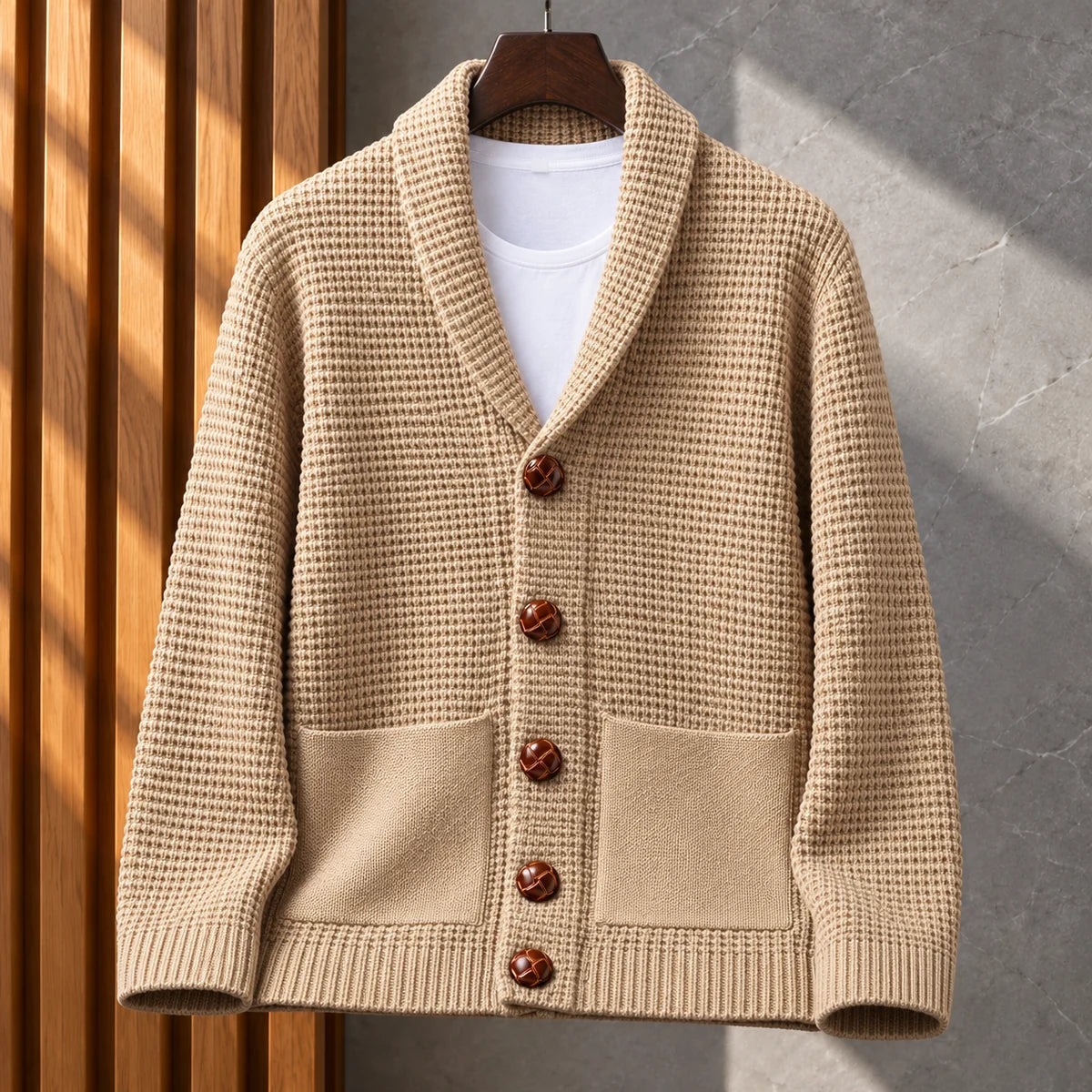Knit Cardigan | Quentin Beige hanger front