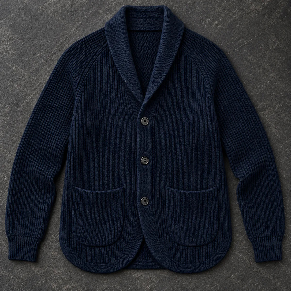Knit Cardigan | Rainer Blue overhead flatlay