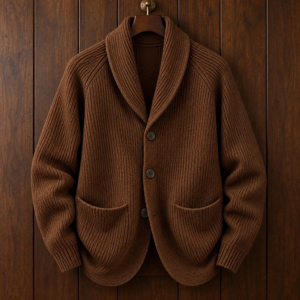 Knit Cardigan | Rainer Brown hanger front