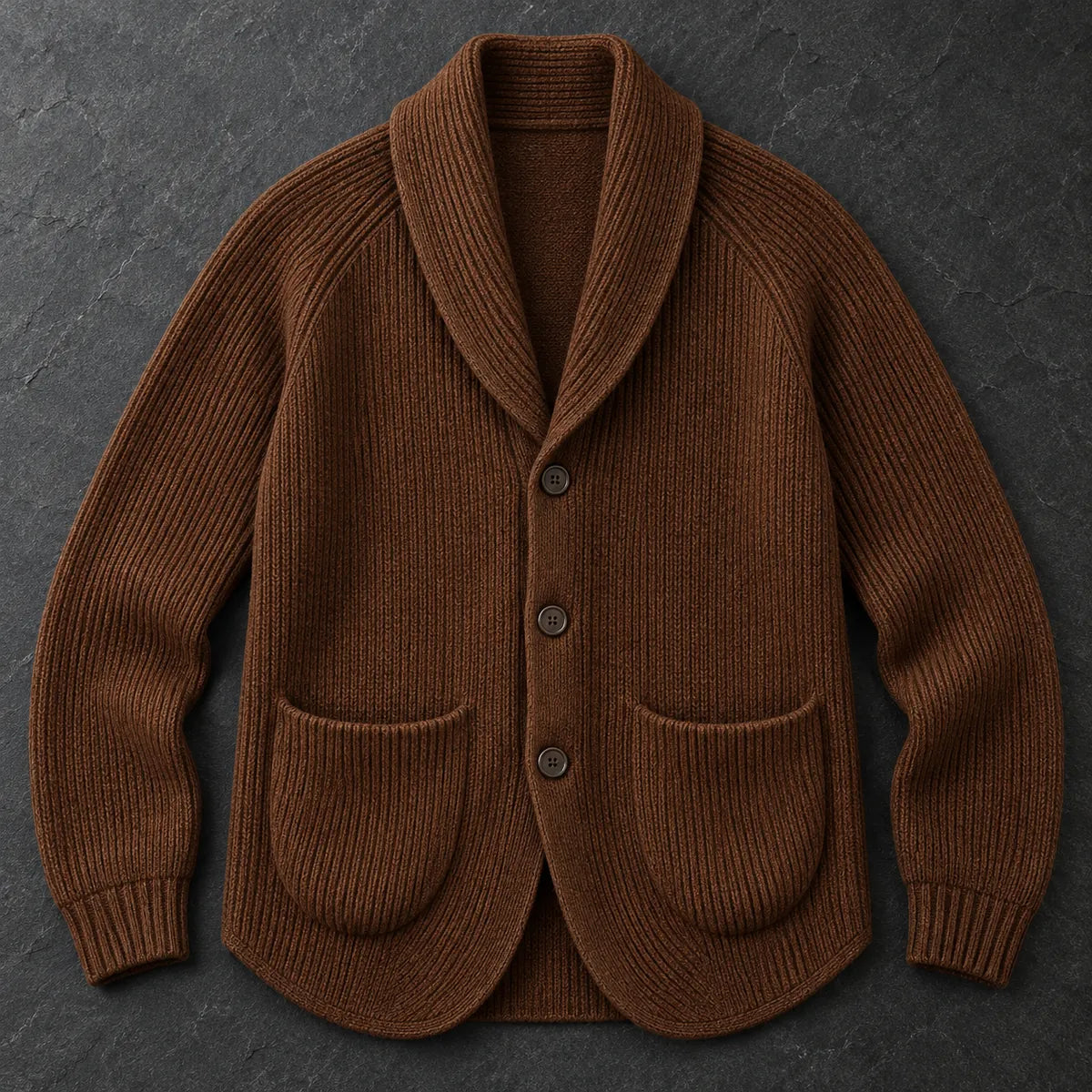 Knit Cardigan | Rainer Brown overhead flatlay