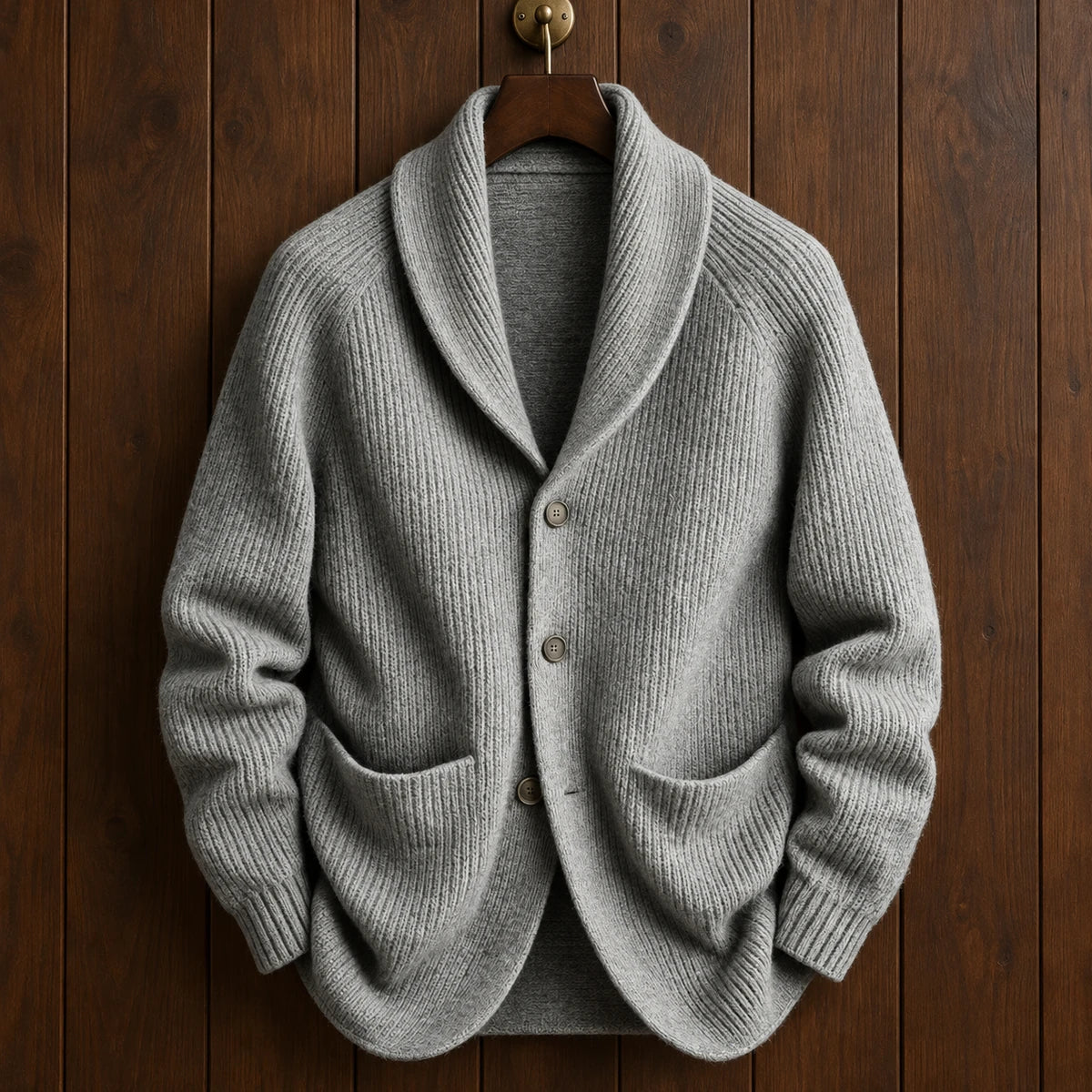 Knit Cardigan | Rainer Gray hanger front