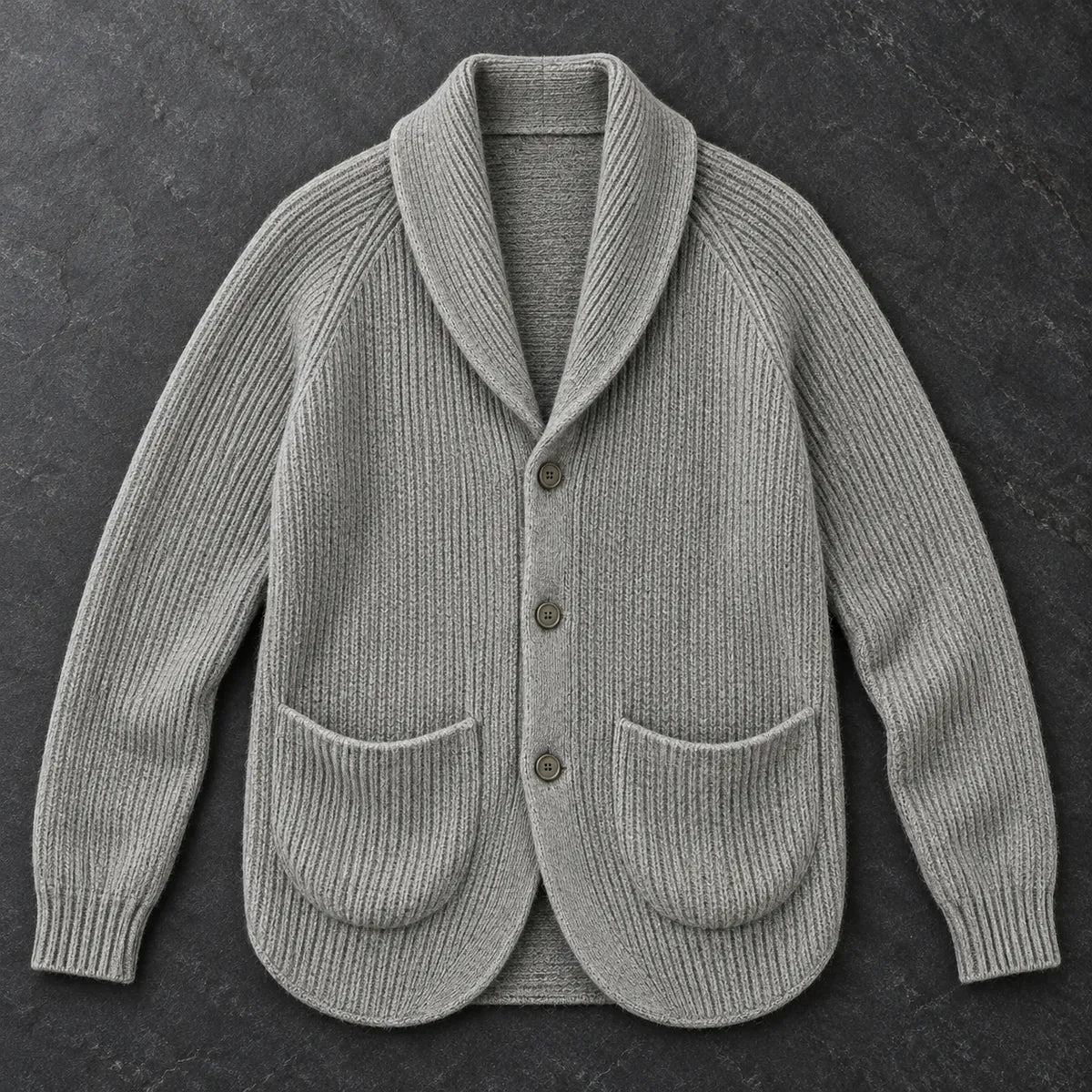 Knit Cardigan | Rainer Gray overhead flatlay