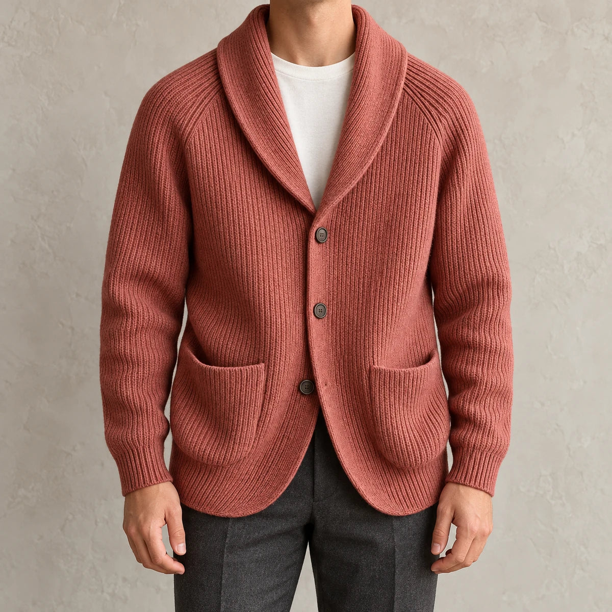 Knit Cardigan | Rainer Red model worn