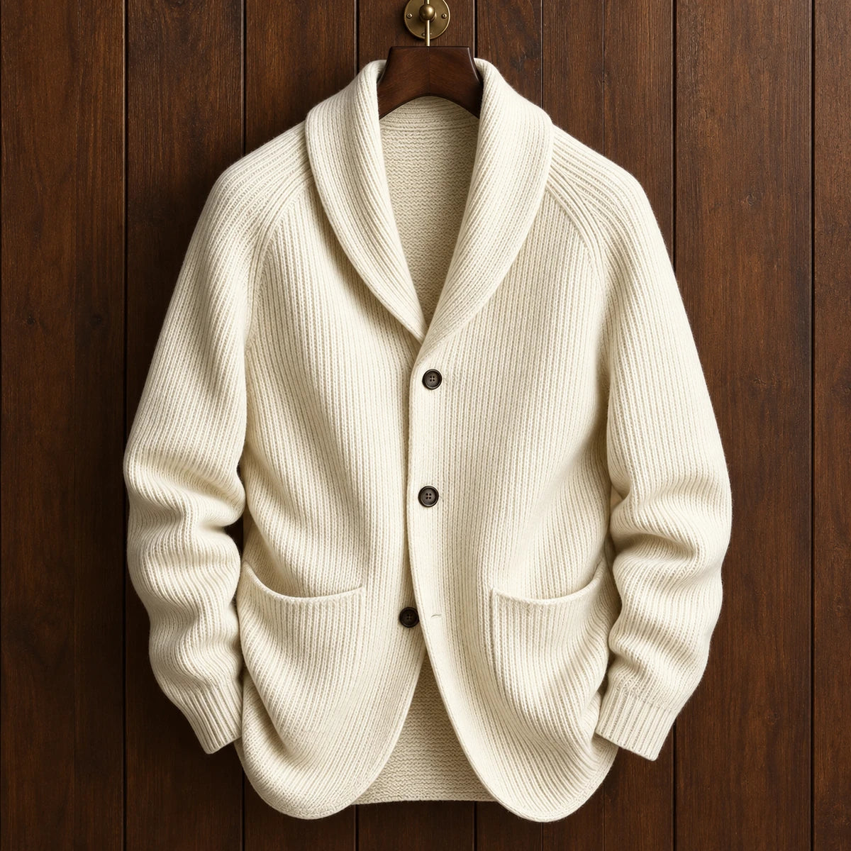 Knit Cardigan | Rainer White hanger front