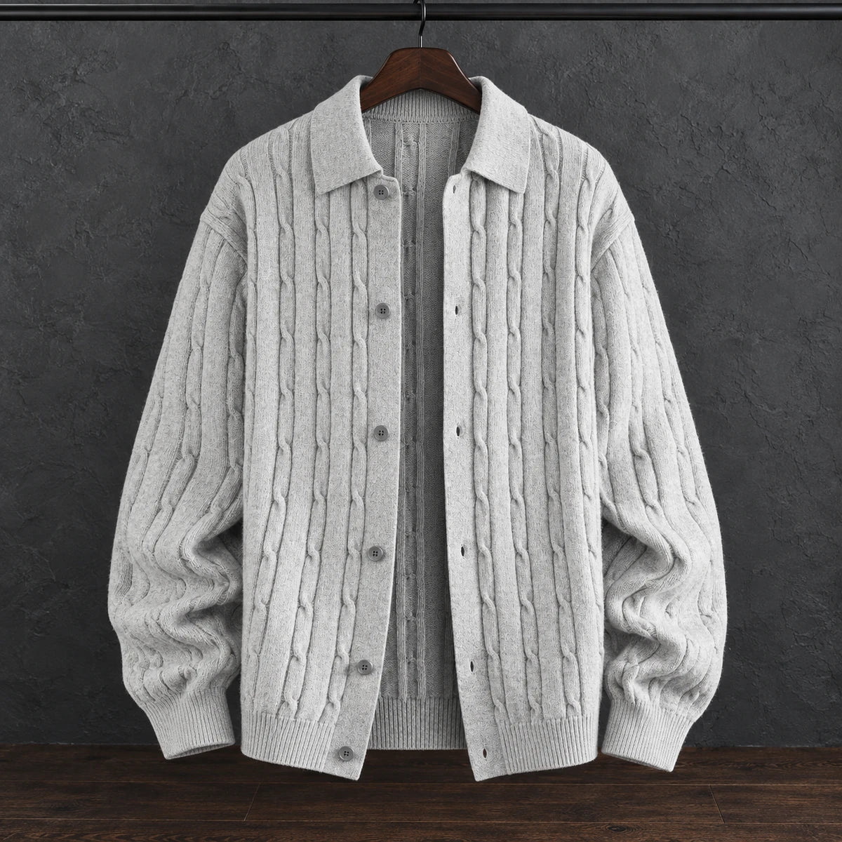 Knit Cardigan | Soren Gray hanger front