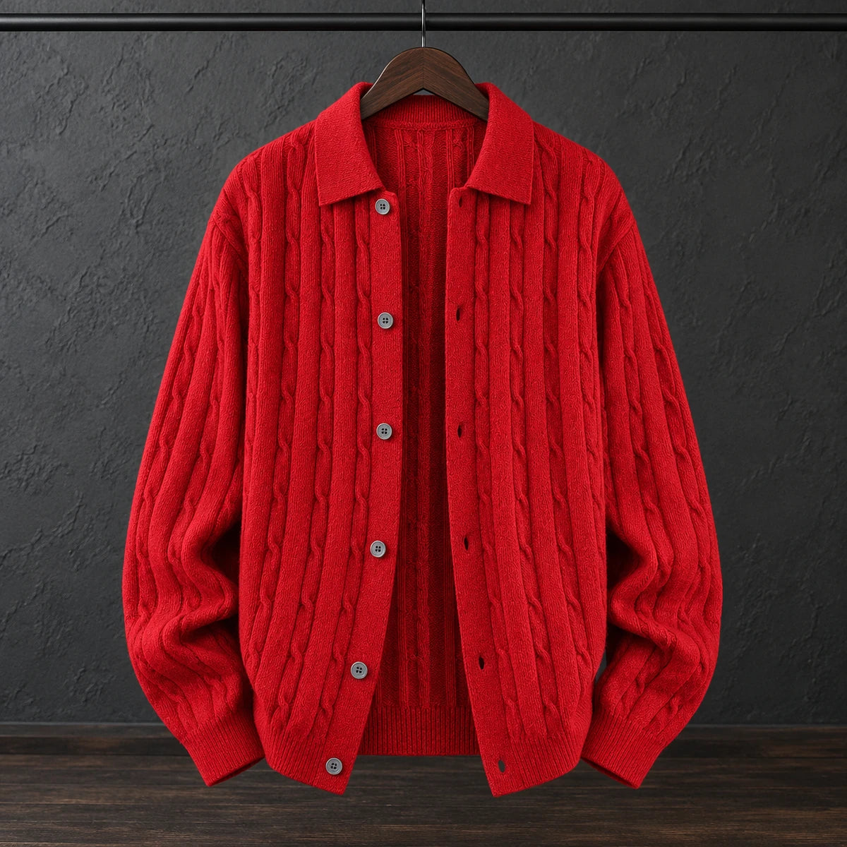 Knit Cardigan | Soren Red hanger front