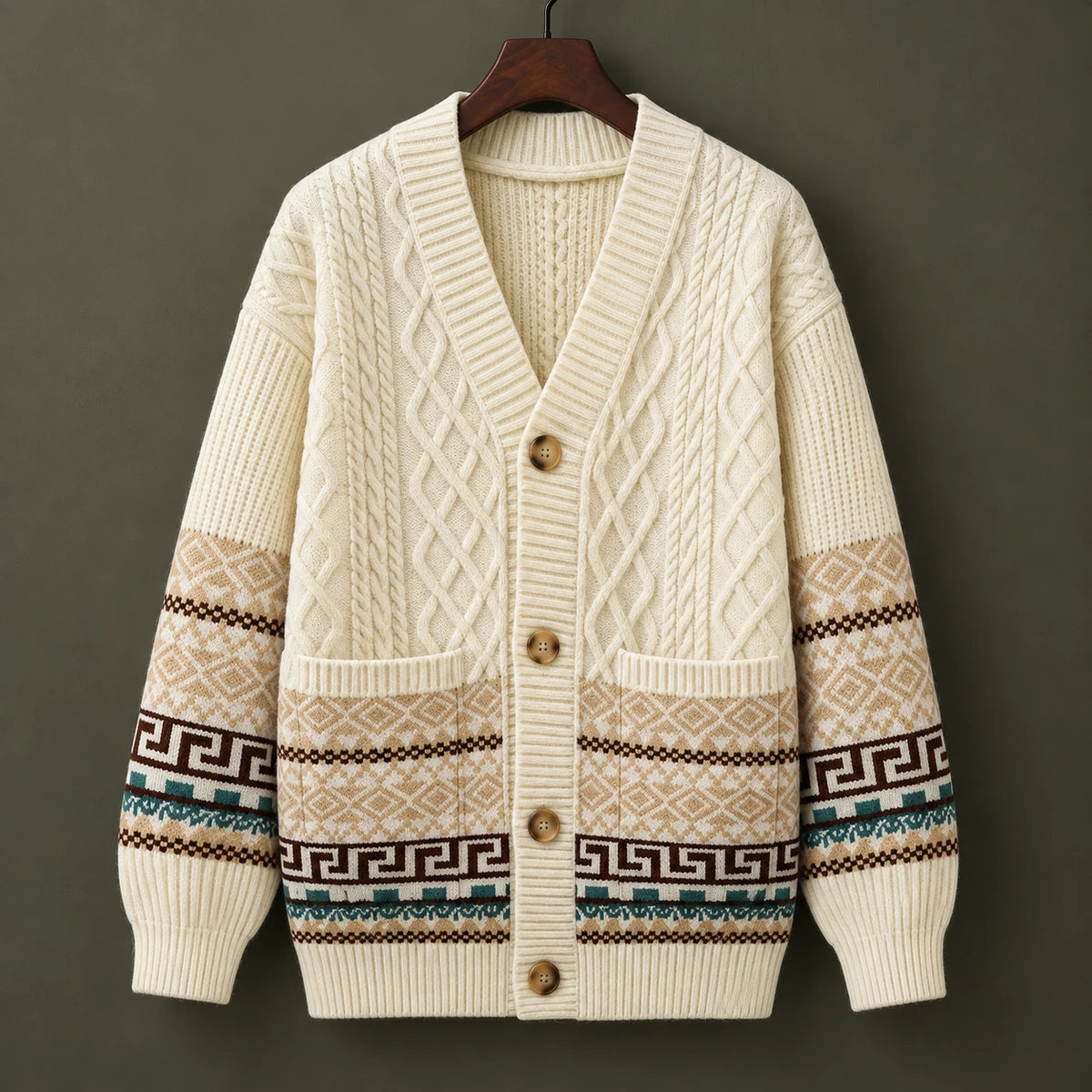 Knit Cardigan | Stellan Beige hanger front