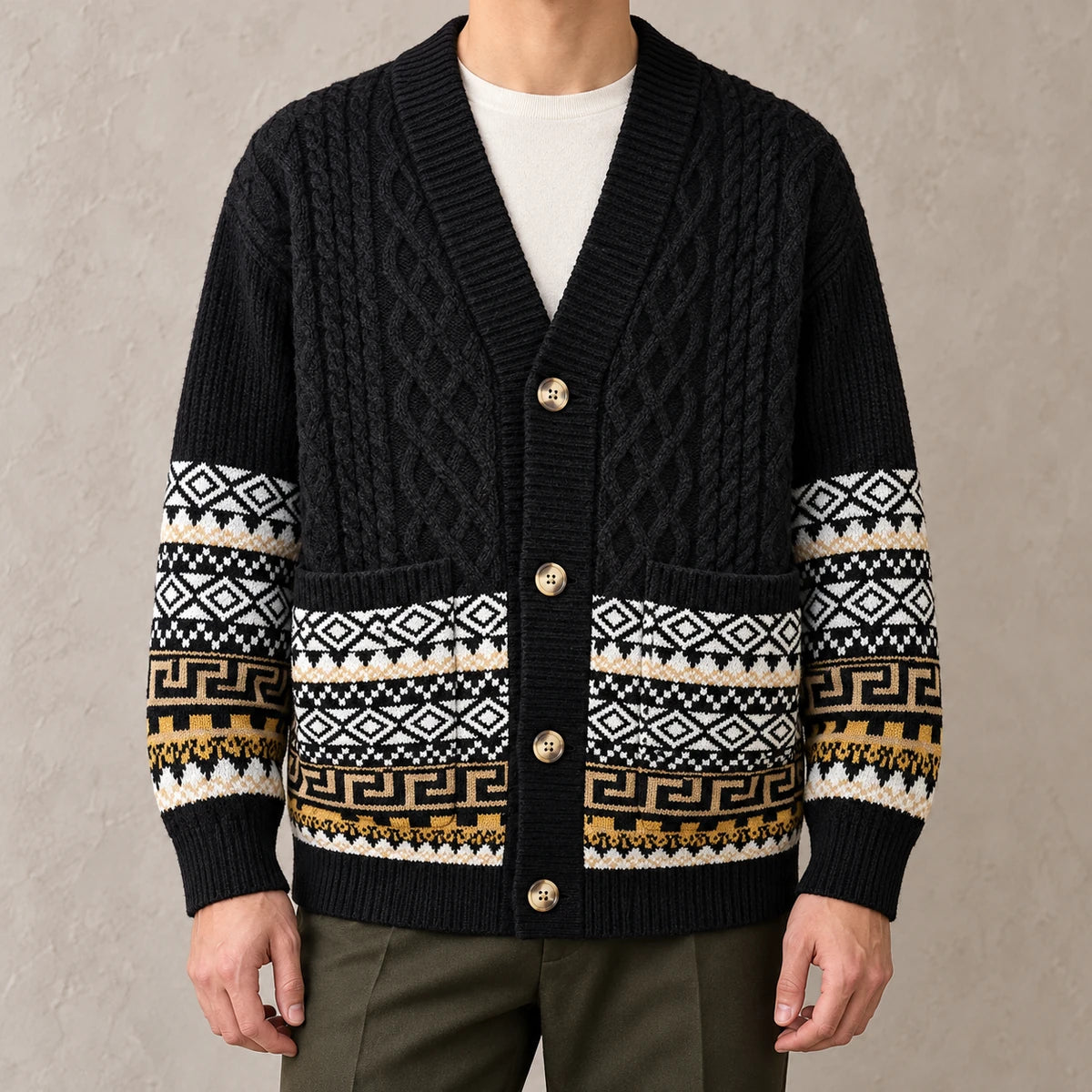 Knit Cardigan | Stellan Black model worn