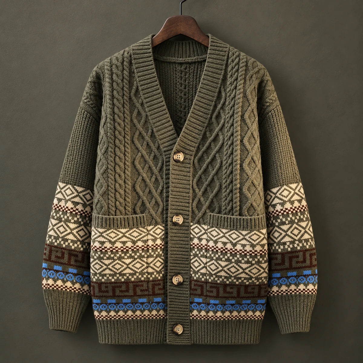 Knit Cardigan | Stellan Green hanger front
