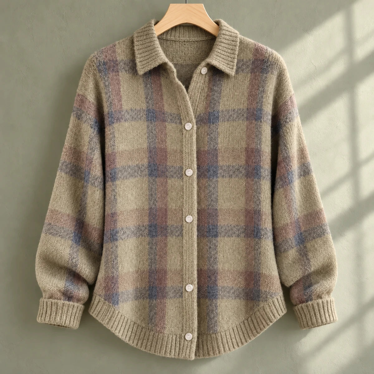 Knit Shirt | Anika Khaki hanger front