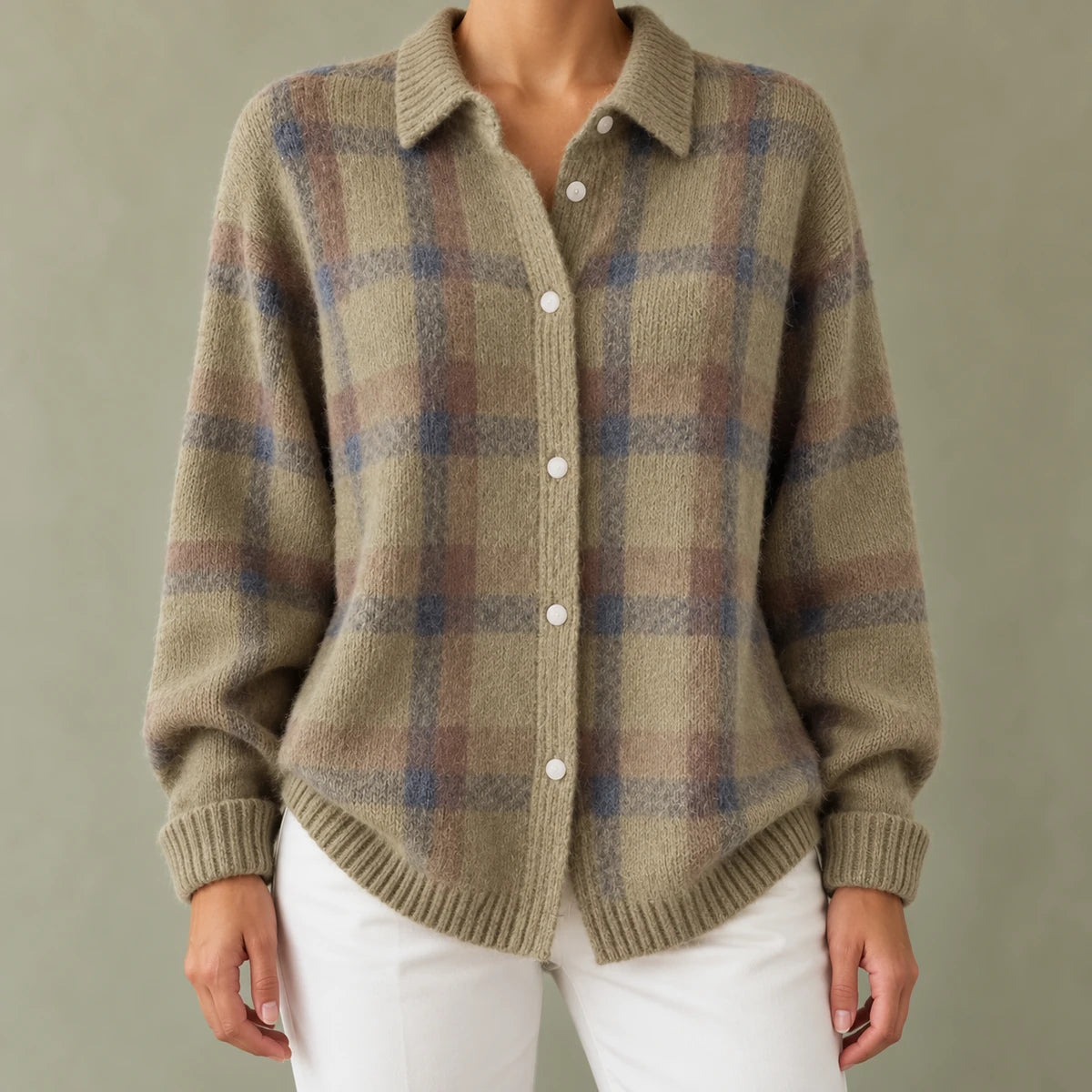 Knit Shirt | Anika Khaki model worn